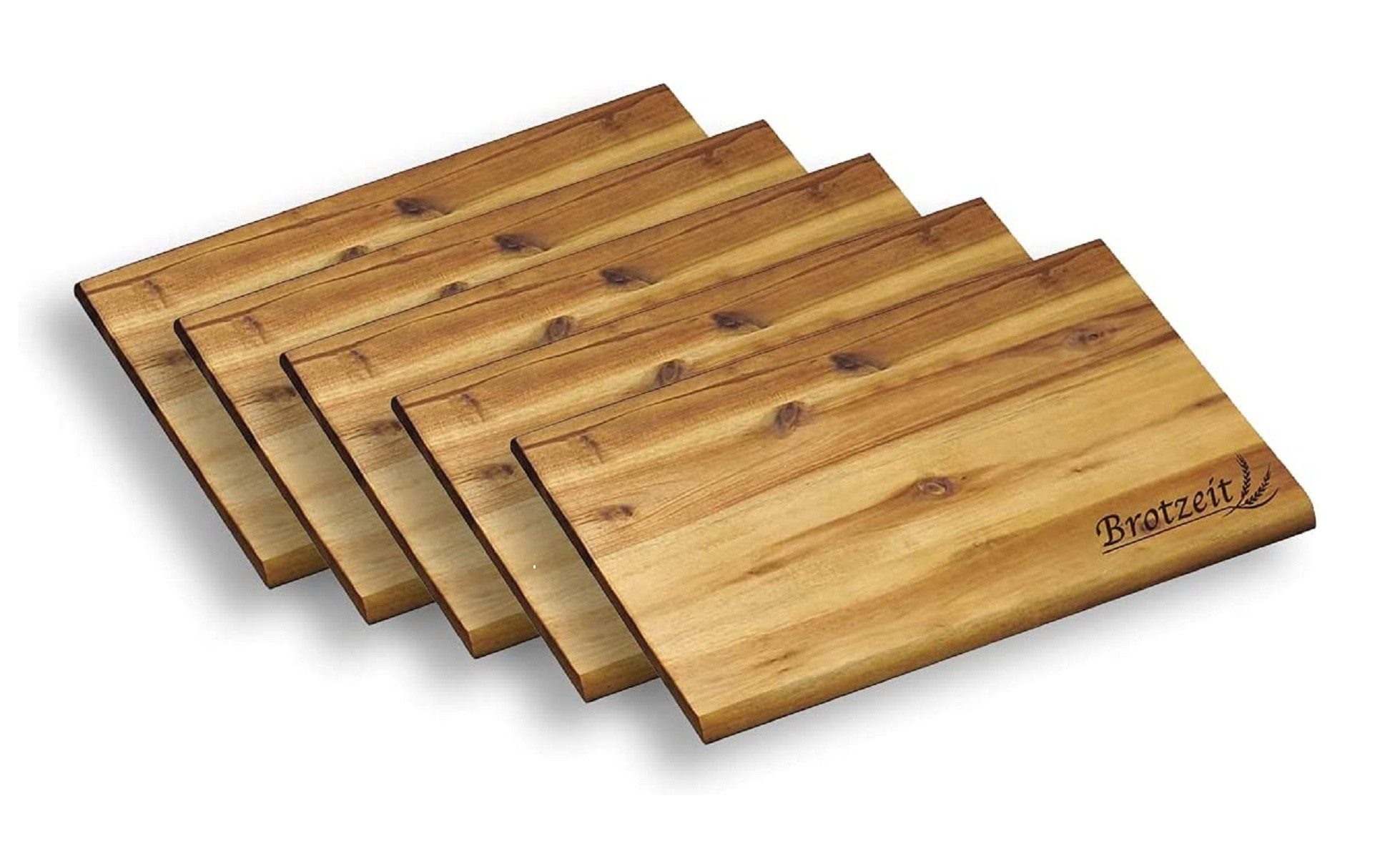 Kesper Frühstücksbrett Brotzeitbrett 32 x 21 cm Akazie 5er Set für Frühstück und Brotzeit, Extra groß, mit Einbrand, vielseitig einsetzbar