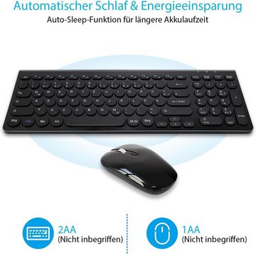 LeadsaiL Kabellose Combo, Silent, 2,4 GHz USB-Empfänger, Tastatur- und Maus-Set, mit DPI-Taste Für PC, Laptop Deutsches QWERTZ-Layout batteriebetrieben