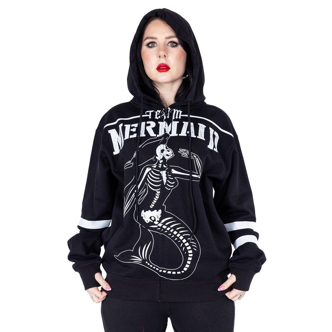 Heartless Kapuzensweatshirt Team Mermaid Hood Zombie Meerjungfrau Skelett
