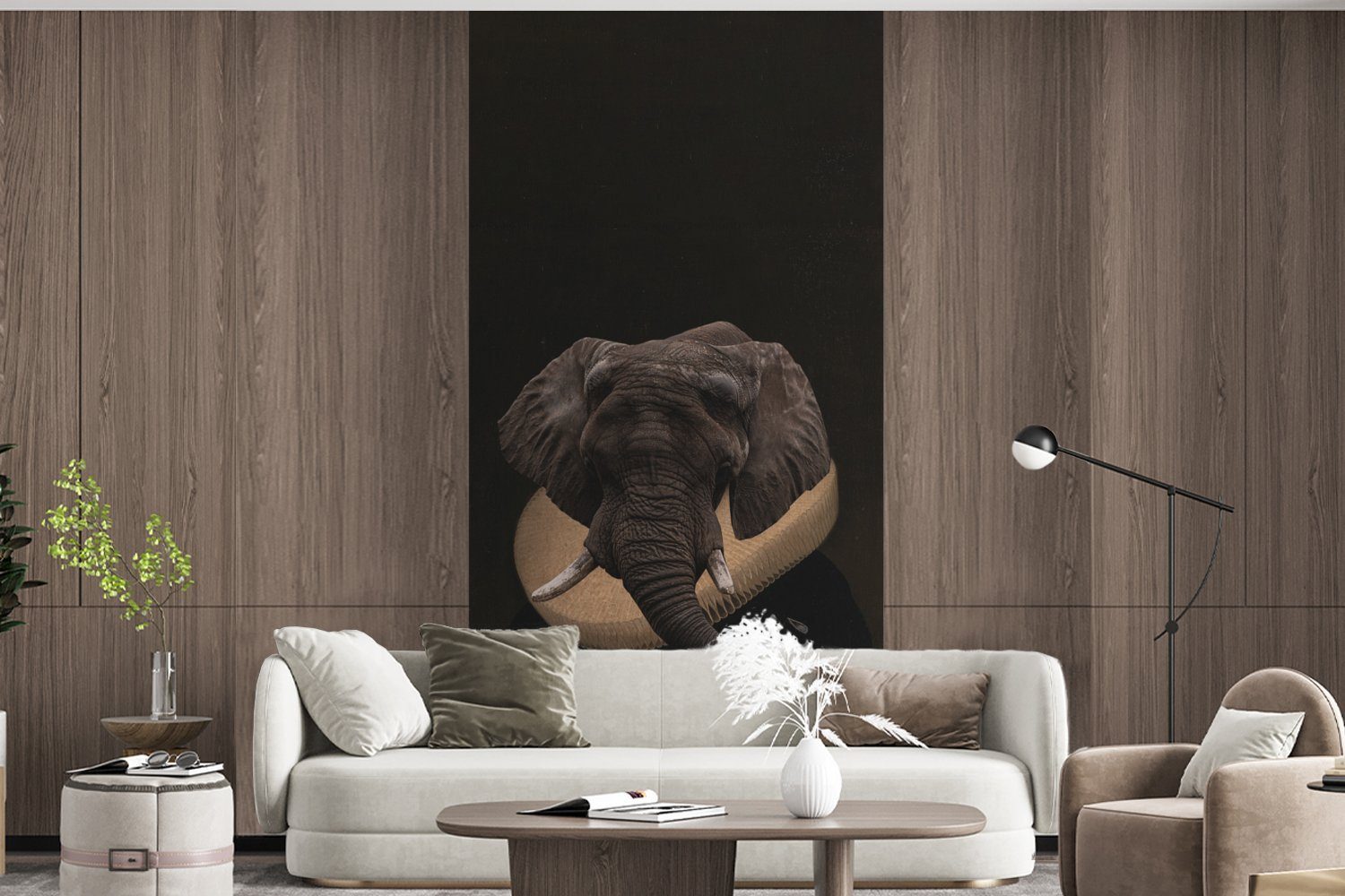 bedruckt, Küche, Kunst Vliestapete Schlafzimmer (2 Wohnzimmer Elefant Matt, Fototapete - Fototapete St), - Tiere, für MuchoWow