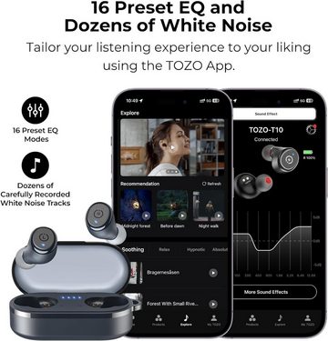 TOZO Bluethooth 5.3 mit Kabelloser Ladebox, App Customize 16 EQ In-Ear-Kopfhörer (Schnurlose Kopfhörer für ungebremsten Musikgenuss unterwegs, ohne lästige Kabel., Ergonomisches Design IPX8 Wasserdicht Leistungsstarker Sound für Sport)