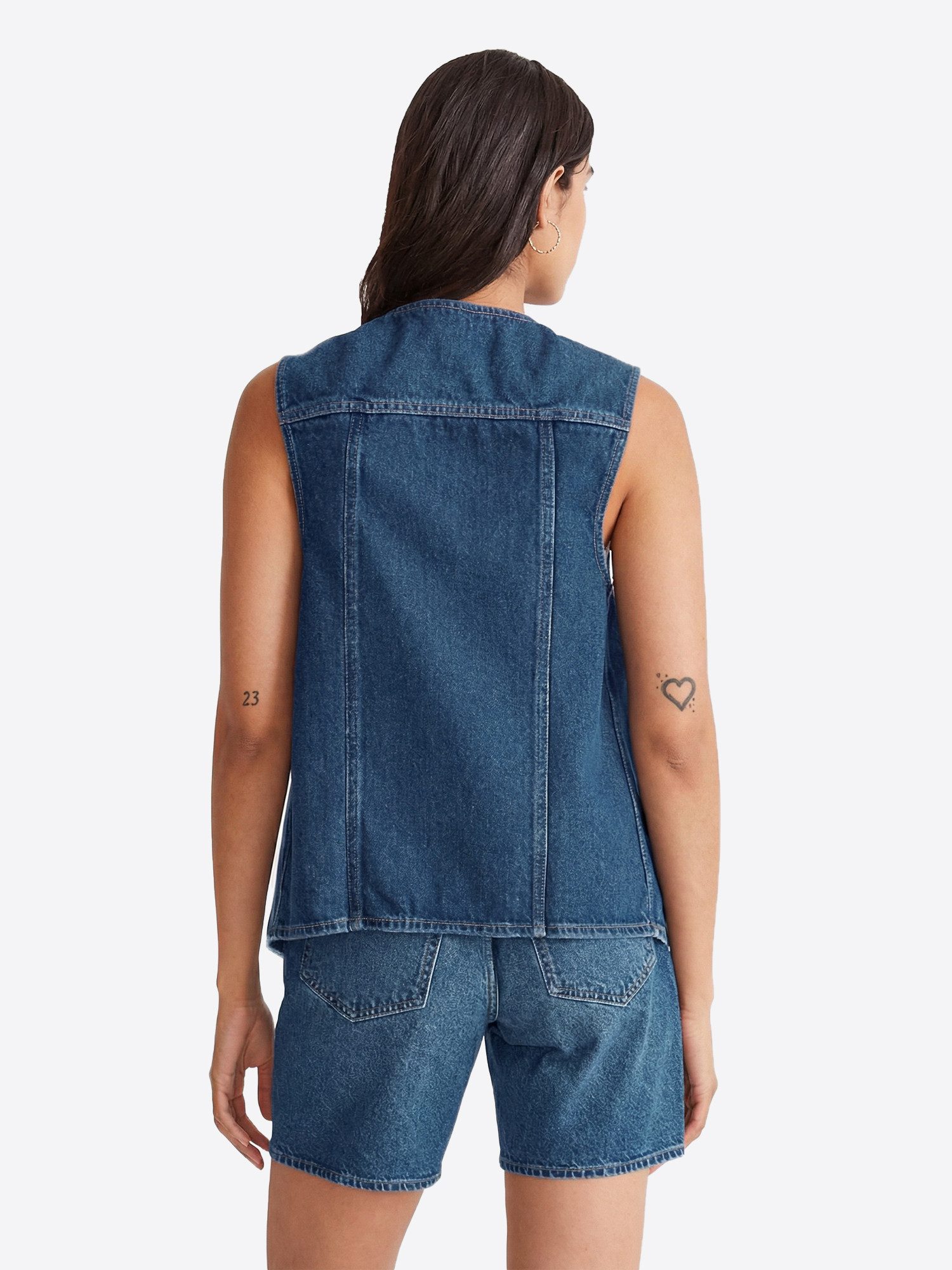 Imily Bela Jeansweste Damen Ärmellose Jeansjacke mit Knopfleiste (Packung, 1-tlg., 1per-Pack) Einfarbig
