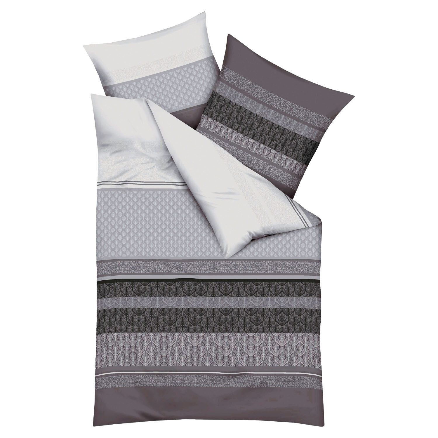 Kaeppel Bettwäsche VALENCIA, 135 x 200 cm, Grau, Baumwolle, Feinbiber, mit günstig online kaufen