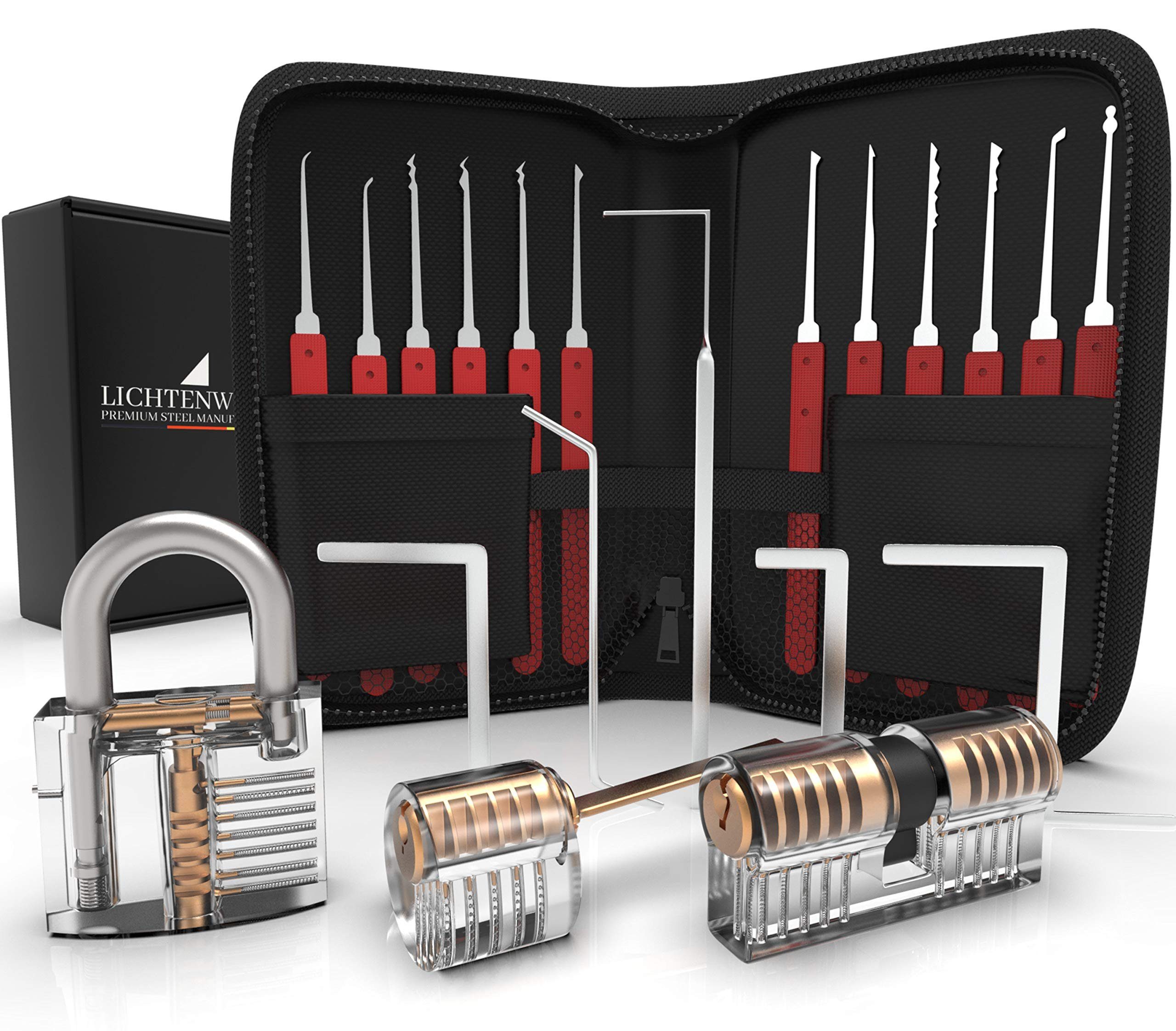 Rot Set), Vorhängeschloss Meistergut XXL Anleitung, 24-teilig, Teiliges Set Lockpicking entsperren Schlüssel Profi (22-tlg., Schlösser & 3 30