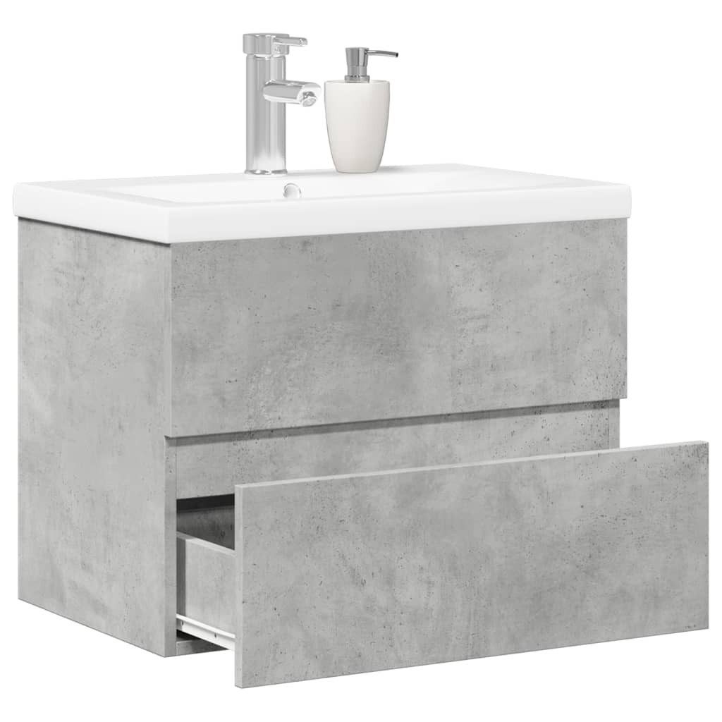 vidaXL Badezimmer-Set 2-tlg. Badmöbel-Set Betongrau Holzwerkstoff, (1-St)