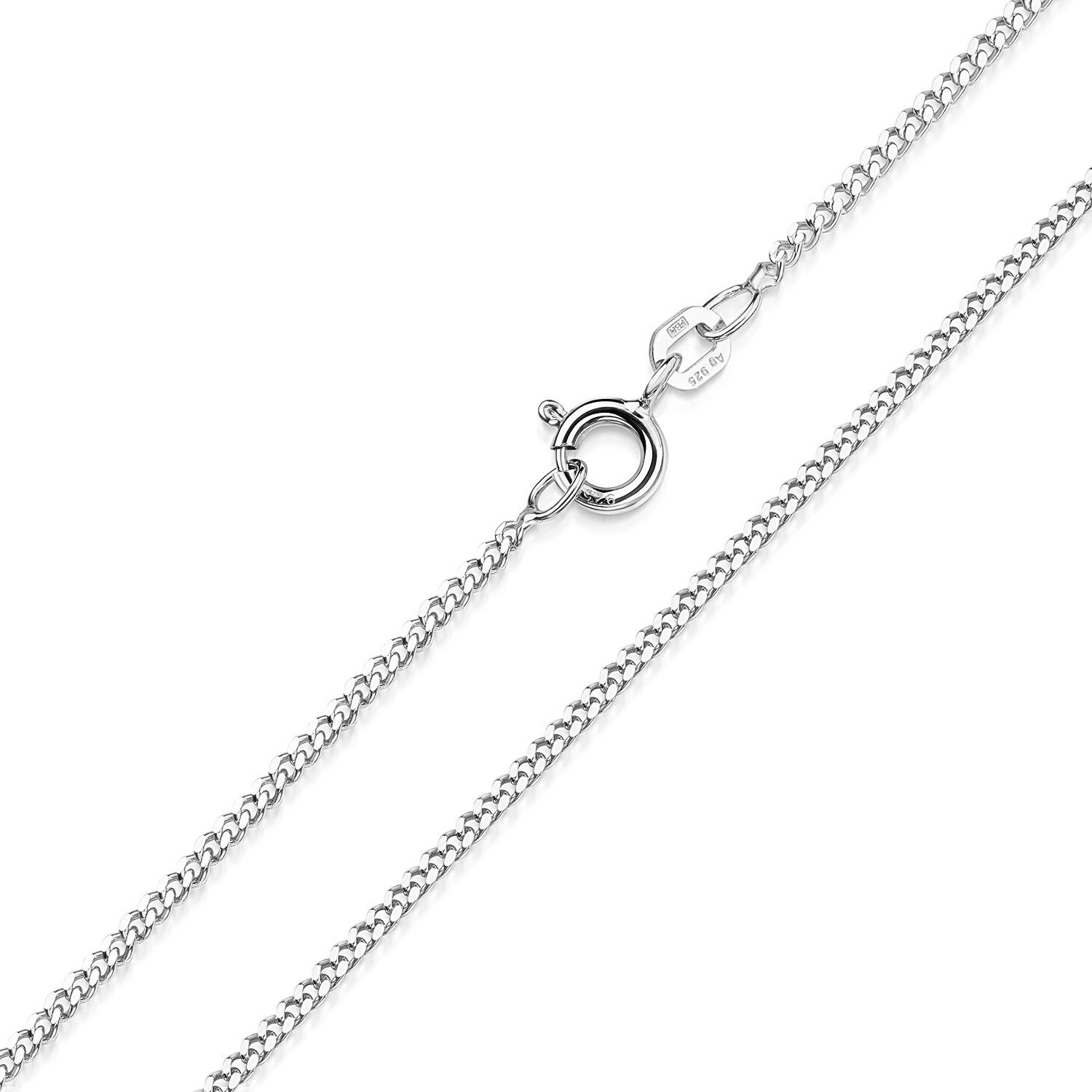 Materia Kette ohne Anhänger Flache Panzerkette Silber 1,7mm K91, aus 925 Sterling Silber – Bild 3 von 5