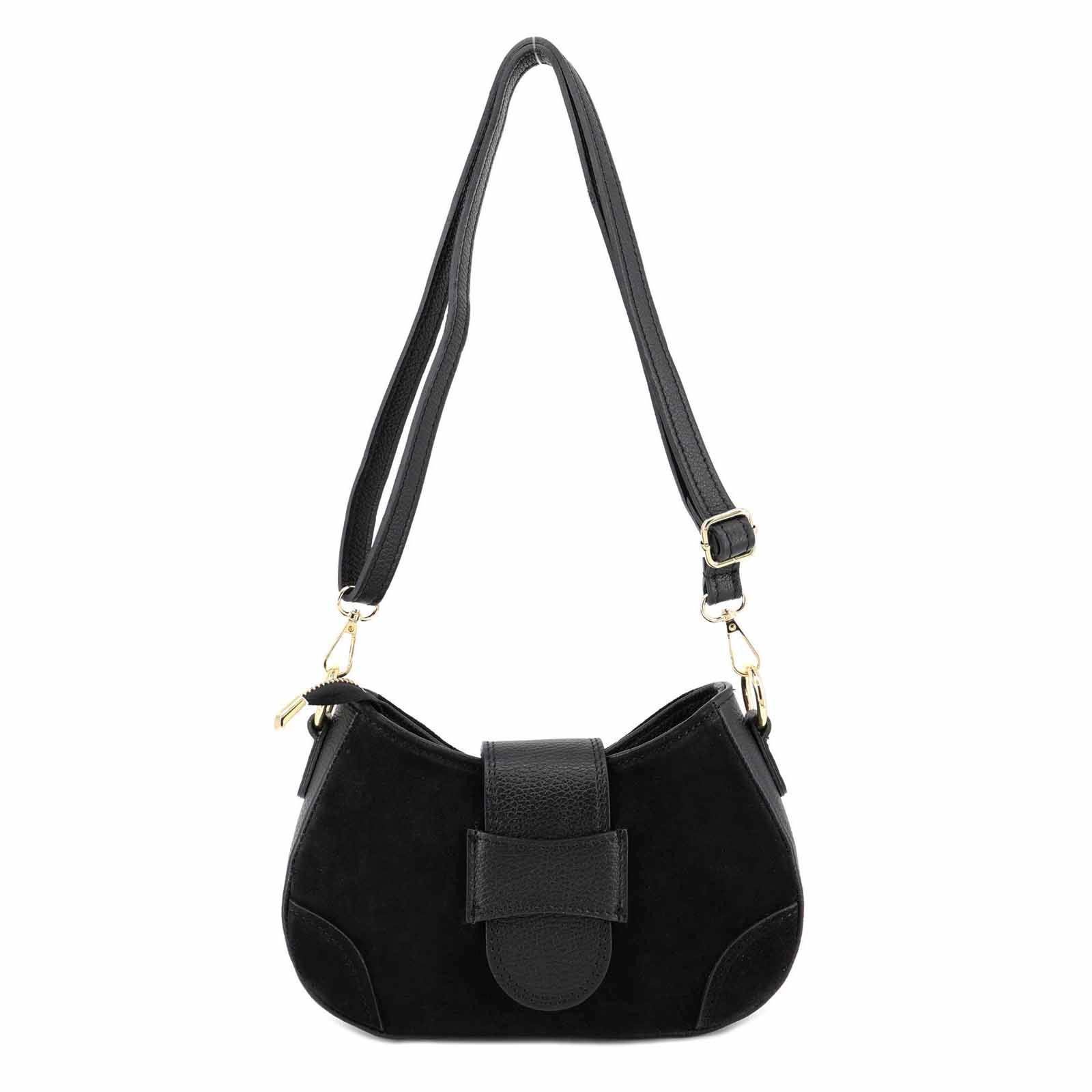 Schultertasche Made in Italy Damen Wildleder Tasche Umhängetasche CrossOver City Bag