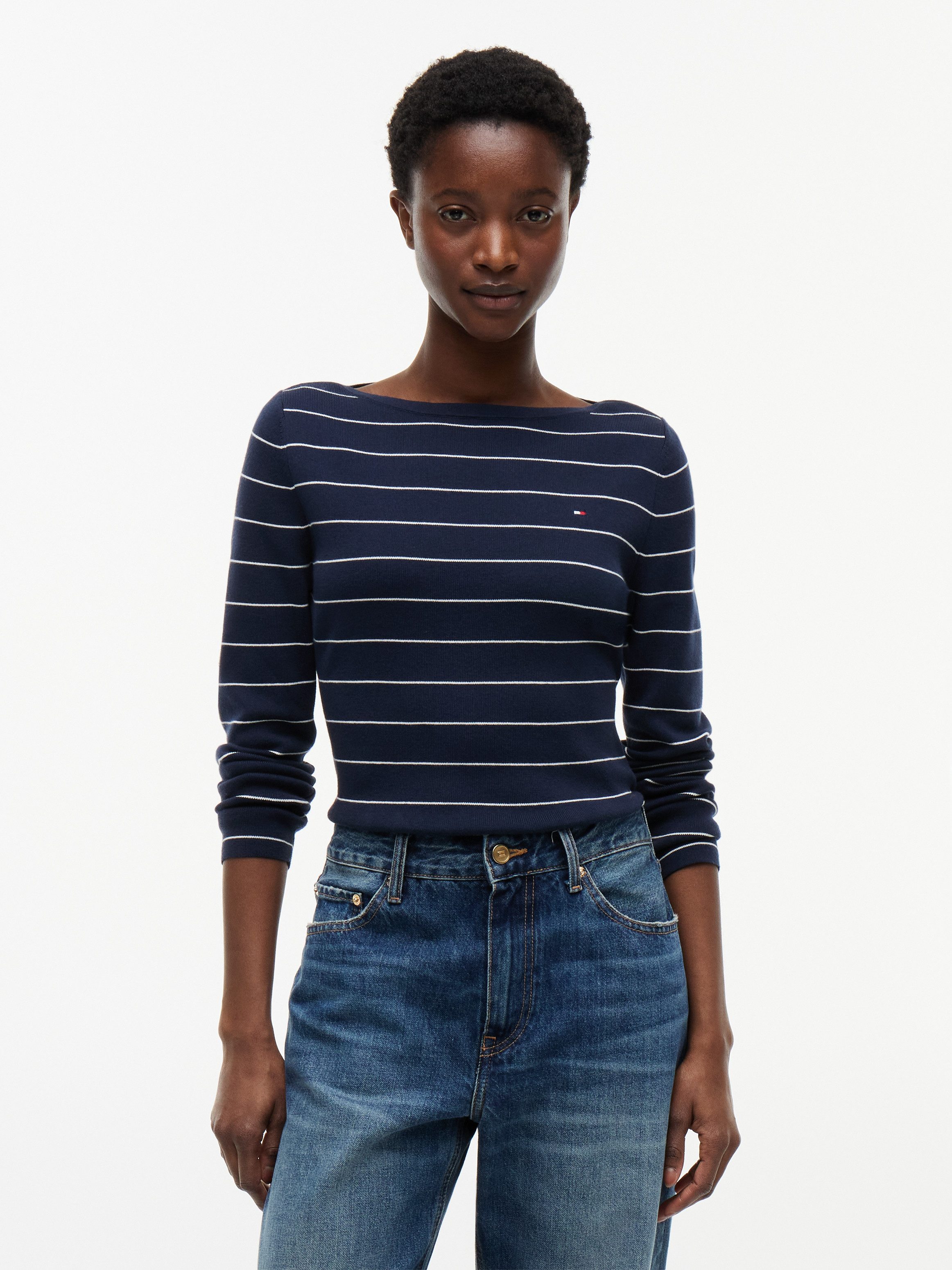 Tommy Hilfiger Strickpullover FULL NEEDLE BOAT-NK LS SWT Baumwollmischung