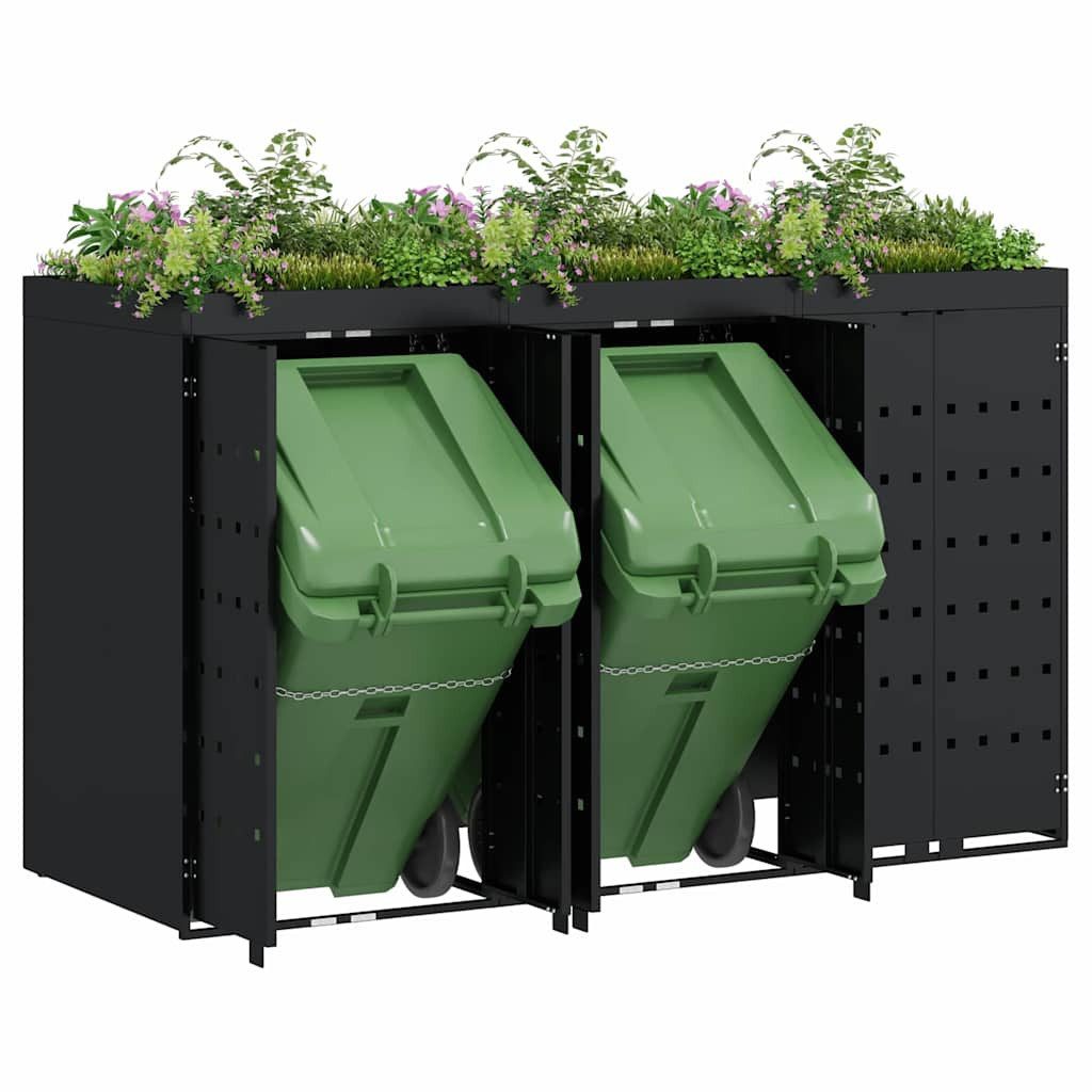 vidaXL Mülltonnenbox Wagenmüllbehälter für 3 Behälter Schwarz 204 x 77,5 x 121,5 cm (1 St)