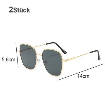 Fivejoy Sonnenbrille Vintage Polarisiert Metall Rahmen Sonnenbrille Damen Herren 2 Stück