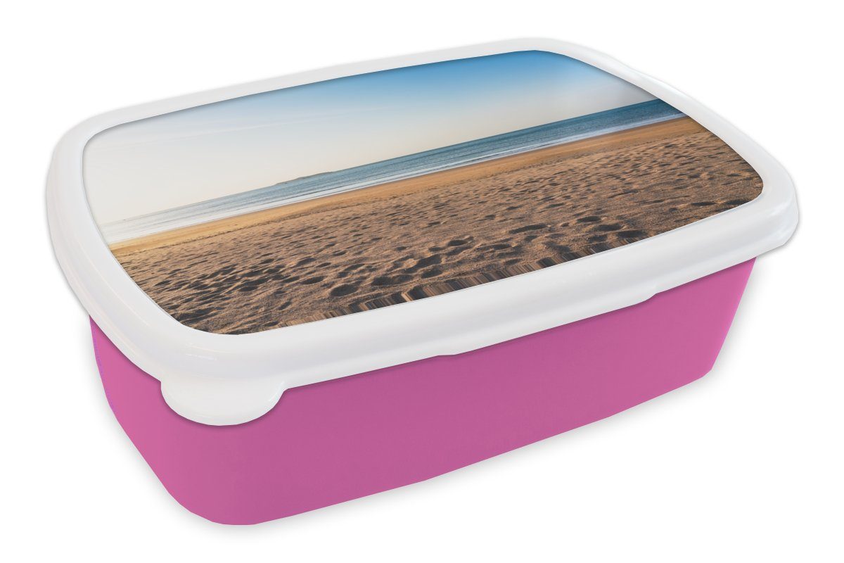 MuchoWow Lunchbox Strand - Licht - Sommer, Kunststoff, (2-tlg), Brotbox für Erwachsene, Brotdose Kinder, Snackbox, Mädchen, Kunststoff rosa
