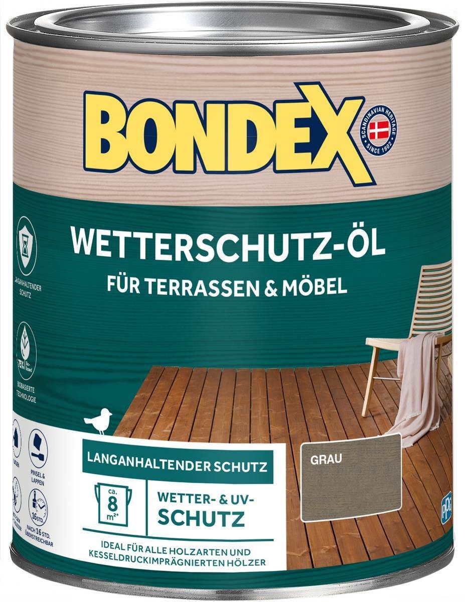 Bondex Wetterschutzfarbe BONDEX Wetterschutz-Öl für Aussen, UV-Schutz, matt, wasserabweisend, G