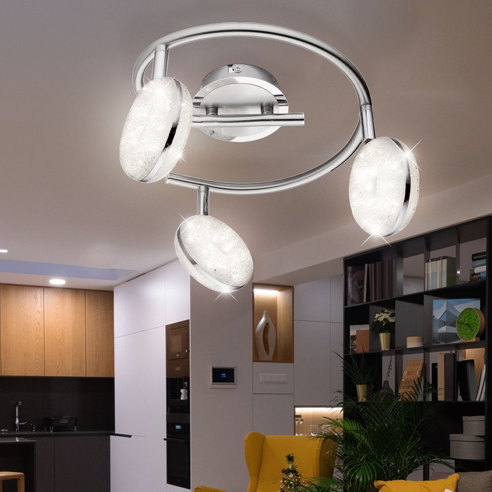 Zimmer Deckenspots, Chrom Beleuchtung Nickel LED fest Warmweiß, Decken verbaut, Leuchte Globo LED-Leuchtmittel LED Lampe Ess