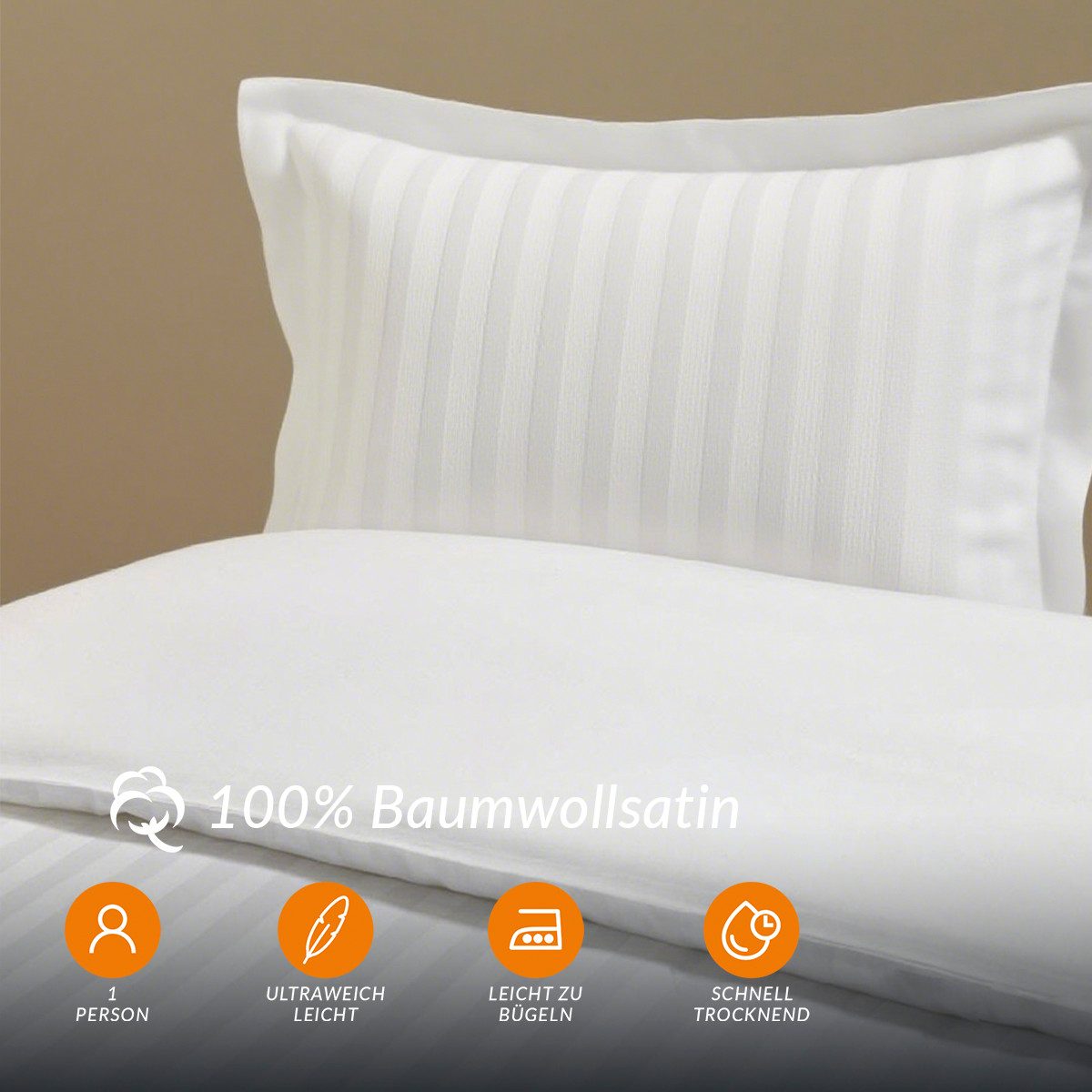 Pure cottom Bettwäsche aus Baumwoll-Satin in Weiß, verschiedene Größen günstig online kaufen