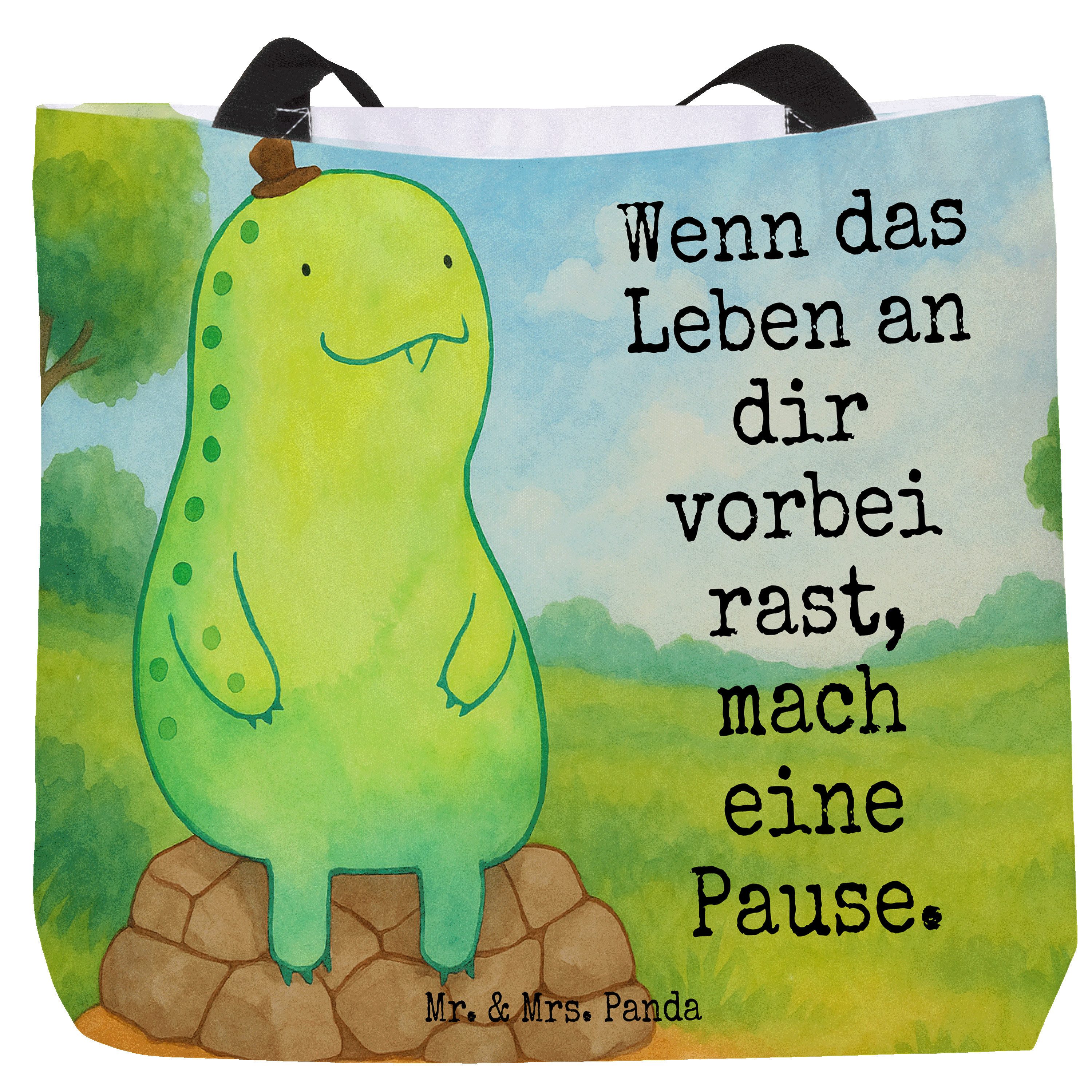 Mr. & Mrs. Panda Shopper Schildkröte Pause Design, Reisetasche, Weiß, Einkaufstasche, Achtsamk (Packung), Schulbeutel Büchertasche Urlaubstasche