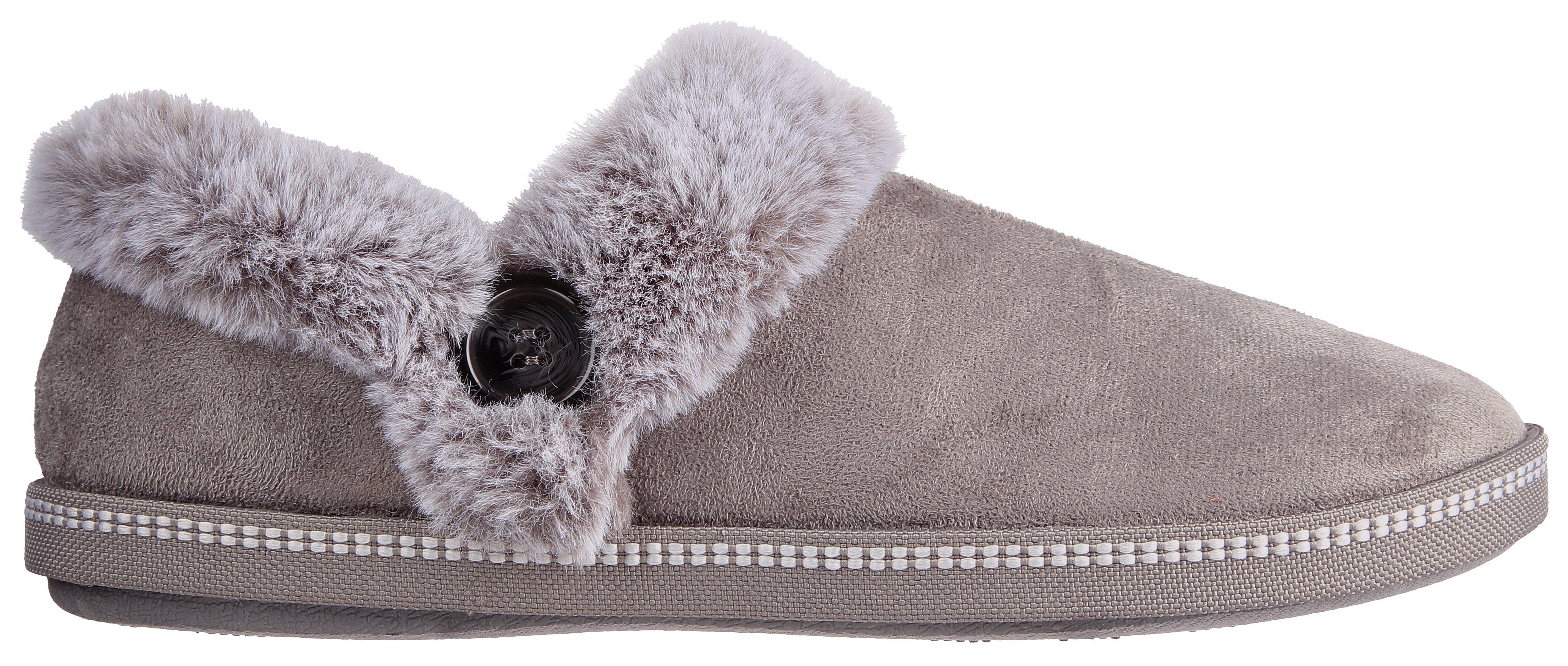 mit Pantoffel CAMPFIRE FRESH TOAST Skechers Fellimitat-Kragen grau COZY