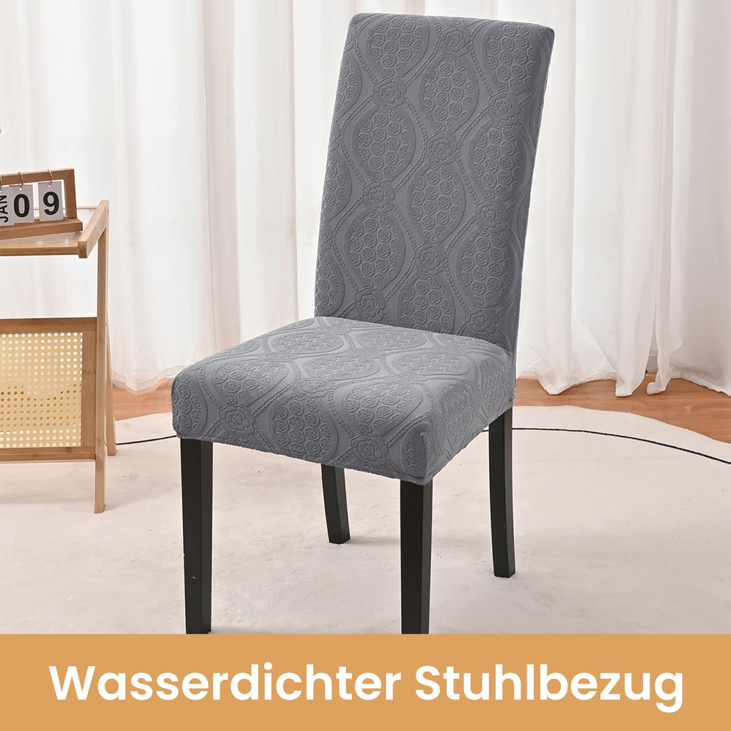 Refttenw Sesselhusse Stretch Esszimmerstühle Elastisch Stuhlbezug Wasserdichte Stuhlhussen, M in Übergröße, 4-er Set für Bankett,Küche,Party