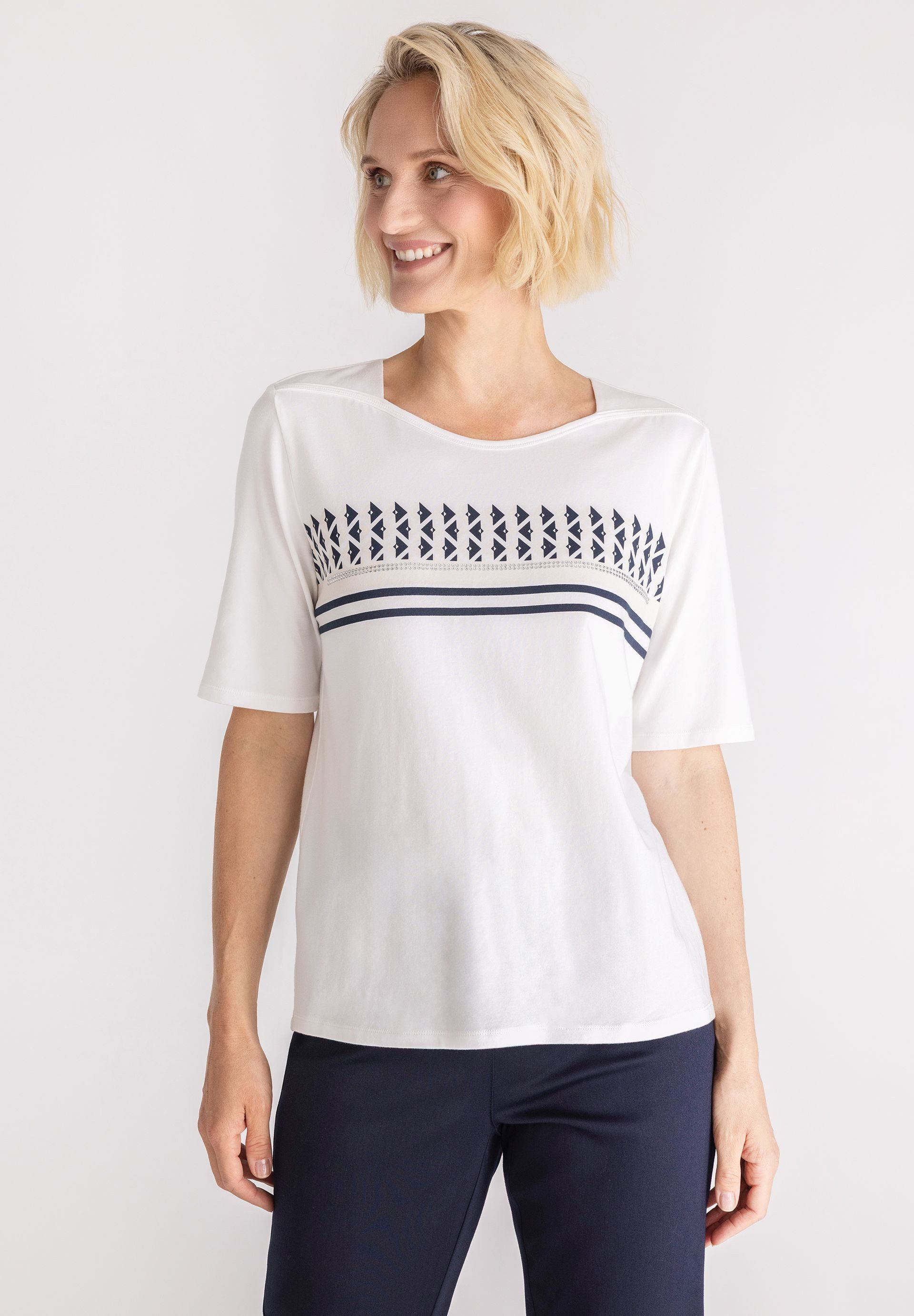 FRANK WALDER T-Shirt mit grafischem Muster