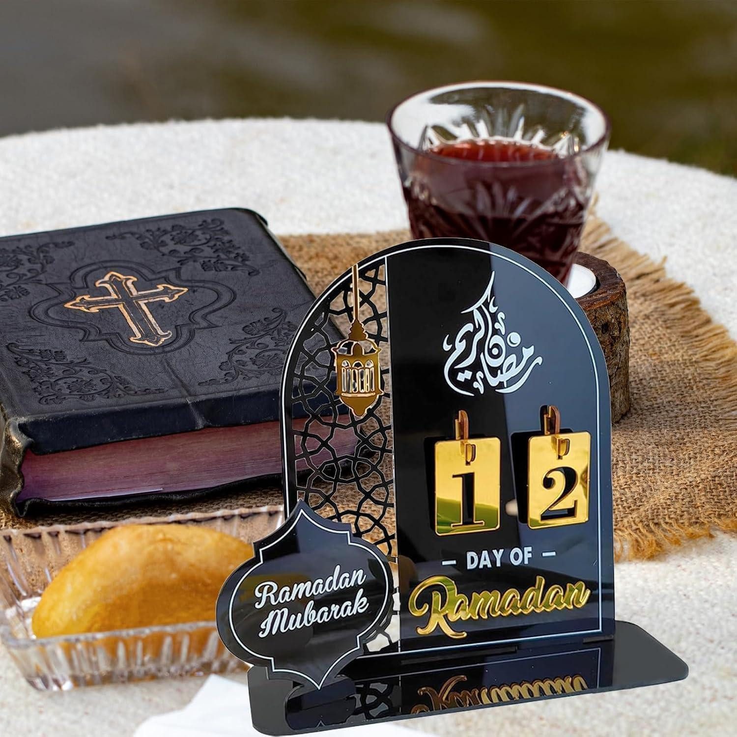 LuxusKollektion Adventskalender Adventskalender Ramadan Countdown Acryl Mubarak Deko schwarz gold