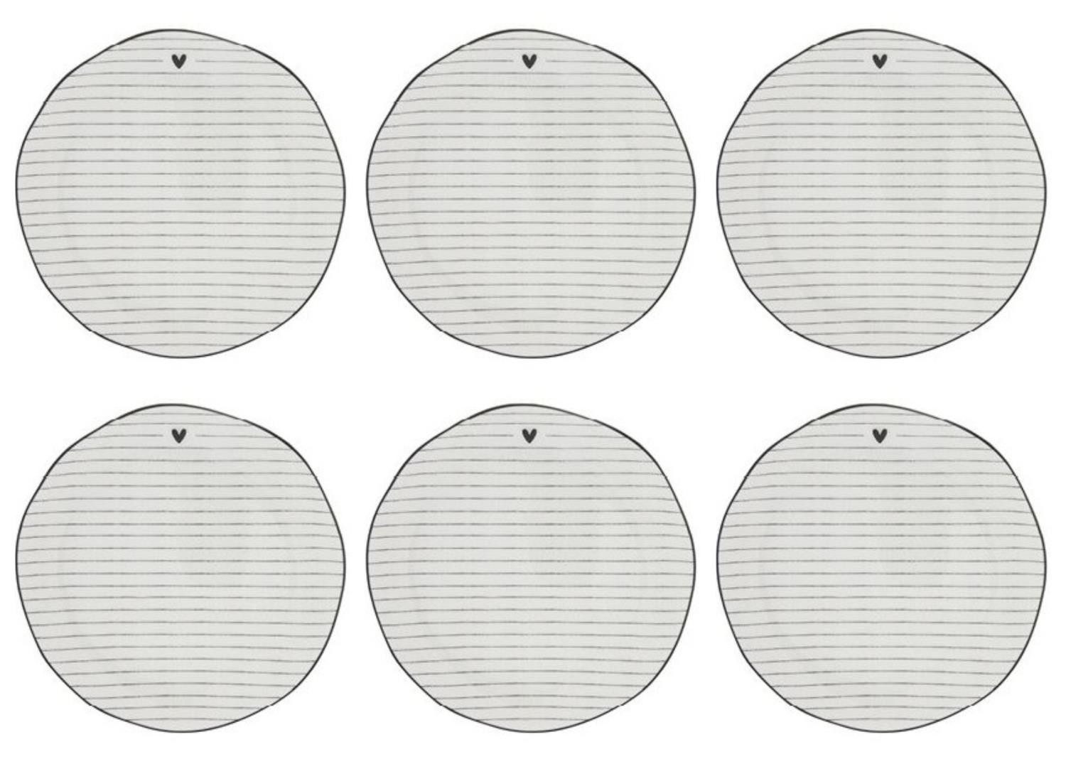 Bastion Collections Kuchenteller Schwarzes Herz, Spülmaschinengeeignet, Weiß, Motiv: Streifen