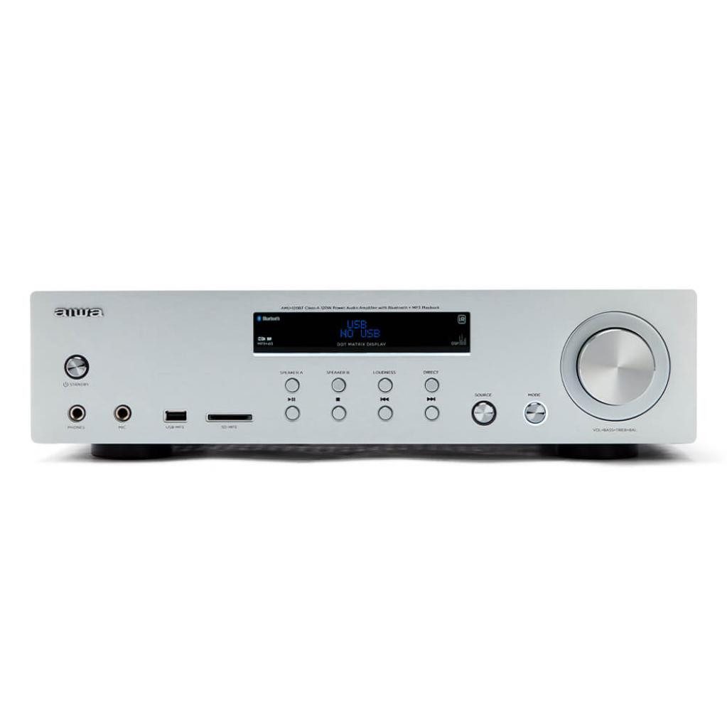 Aiwa AMU-120BT AV-Empfänger und -Verstärker, BT v5.0-Empfänger 2X 60 W Audioverstärker (Anzahl Kanäle: 2, 120 W, Tonregelung Bass & Treble unabhängige Einstellungen +/- 10dB)