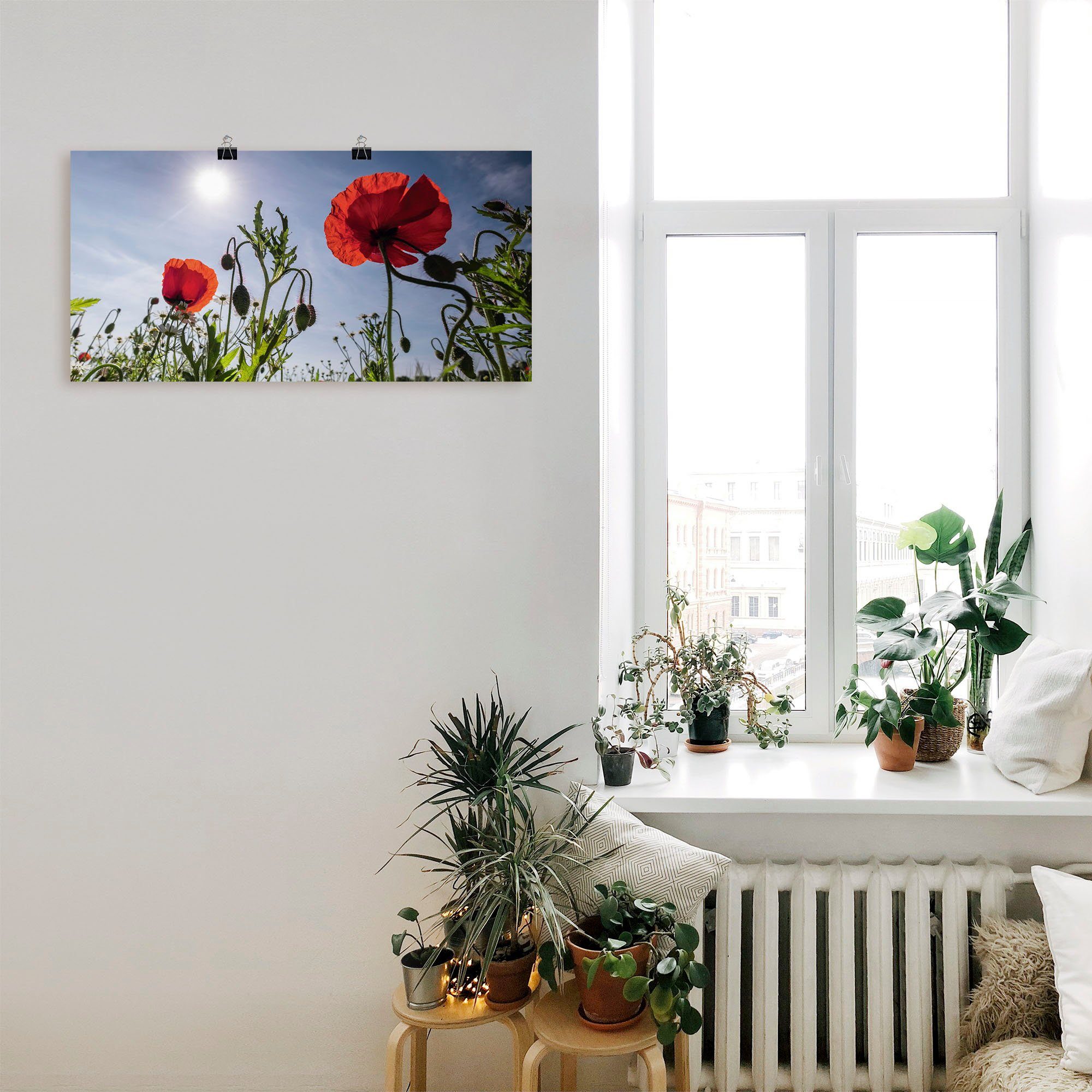 Leinwandbild, Artland Poster als im Größen oder in Wandbild Mohnblumen St), Blumenwiese Frühling, Wandaufkleber (1 Alubild, versch.