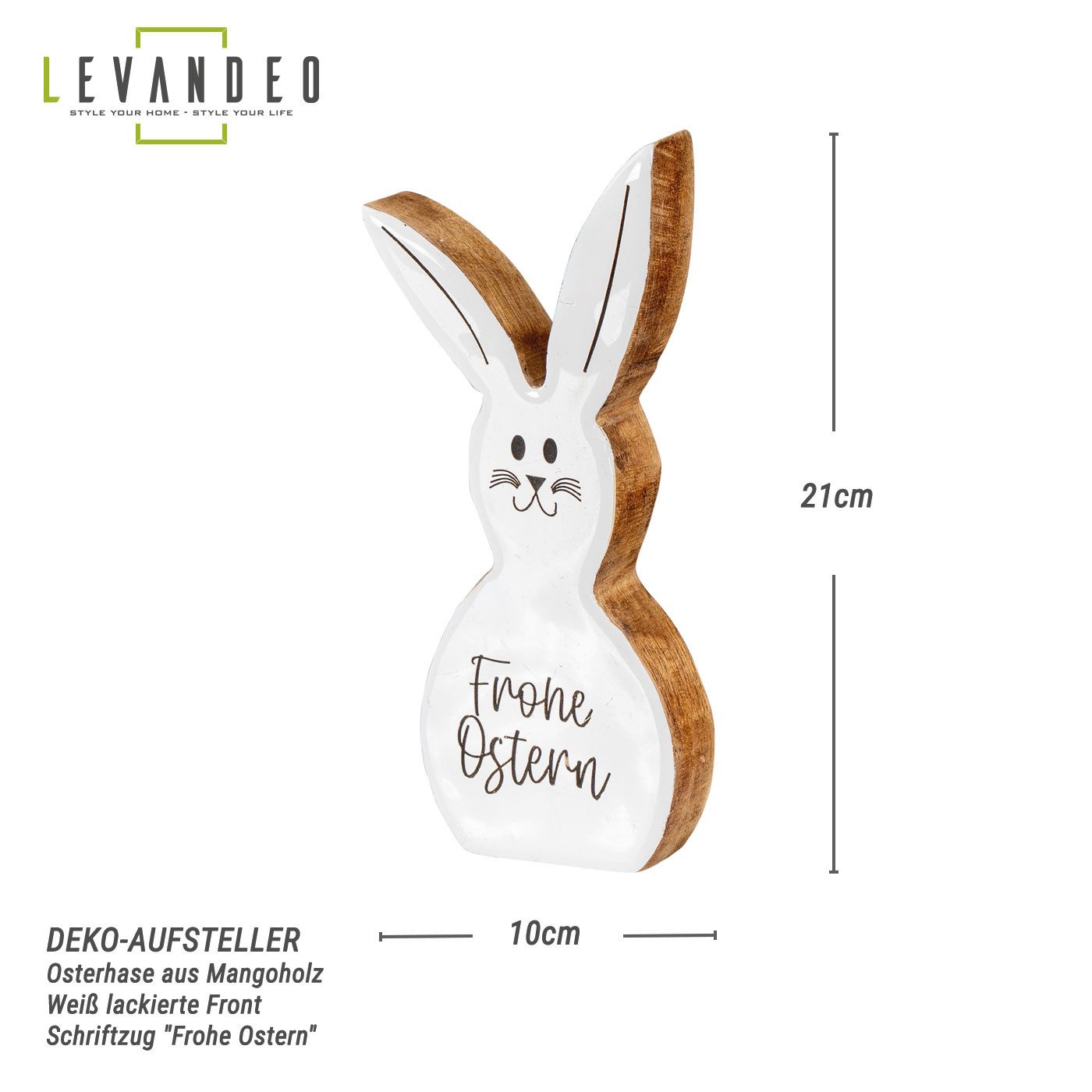 Levandeo® Dekoobjekt, Deko Aufsteller Hase H21cm günstig online kaufen