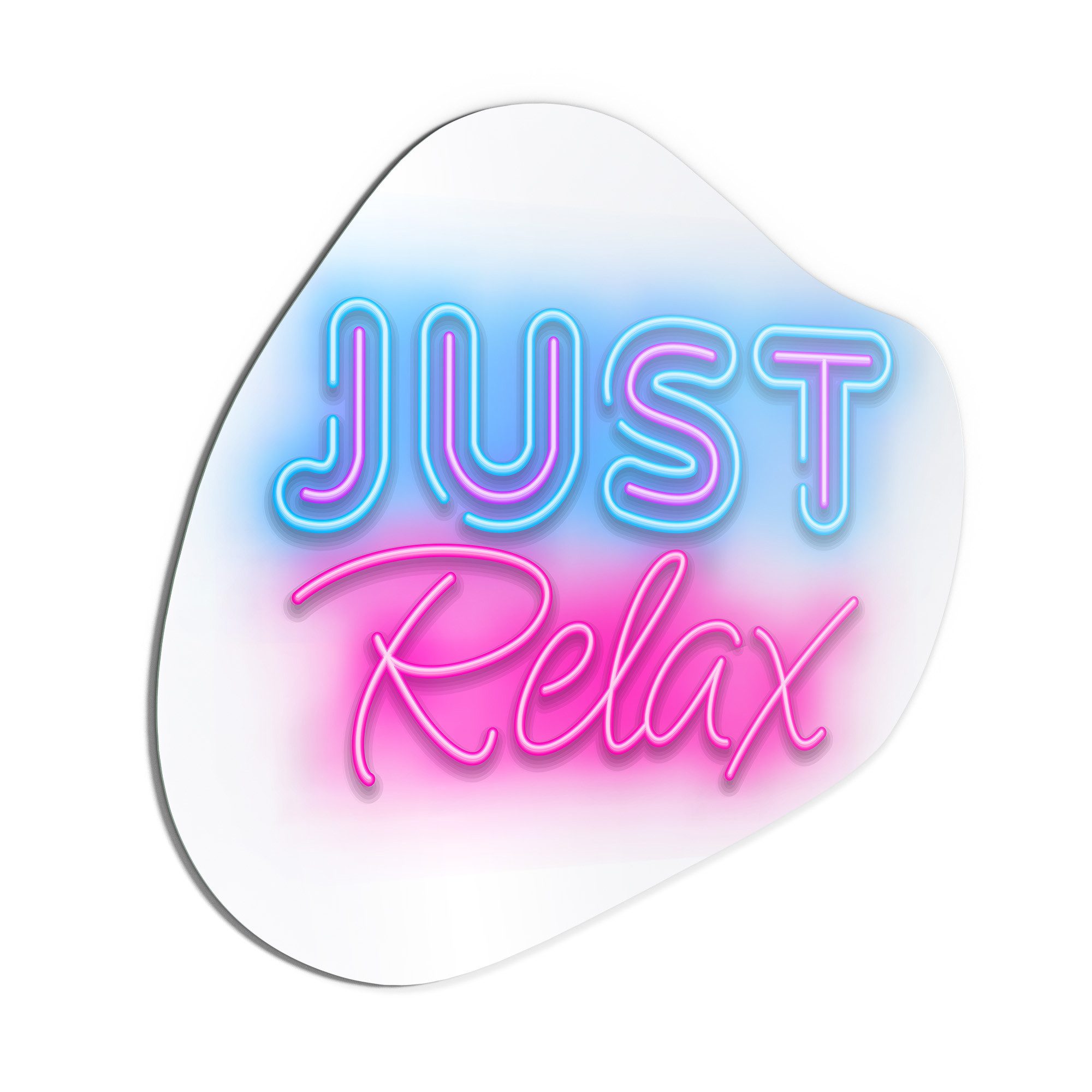 DEQORI Wandspiegel 'Spruch im Neon-Design', Дзеркало organisch geformt selbstklebend Wand Wohnzimmer Flur groß XXL