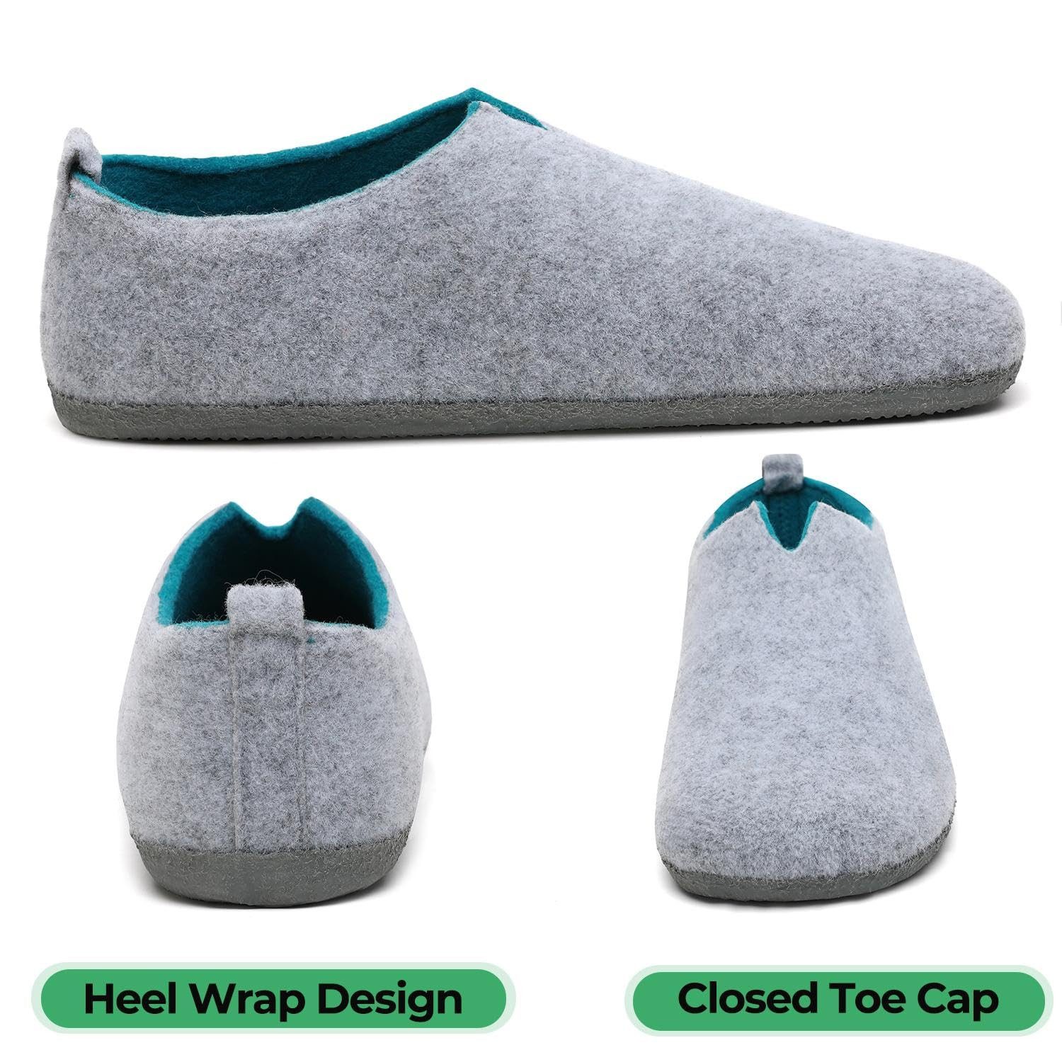 Home & Joy vegan & recycled Comfort Filz unisex Hausschuh (hohe Hüttenschuhe, Fußbett entnehmbar, weich & warm gefüttert, bequem) Pantoffeln Latschen Schlappen Slipper Pantoletten Winter rutschfest