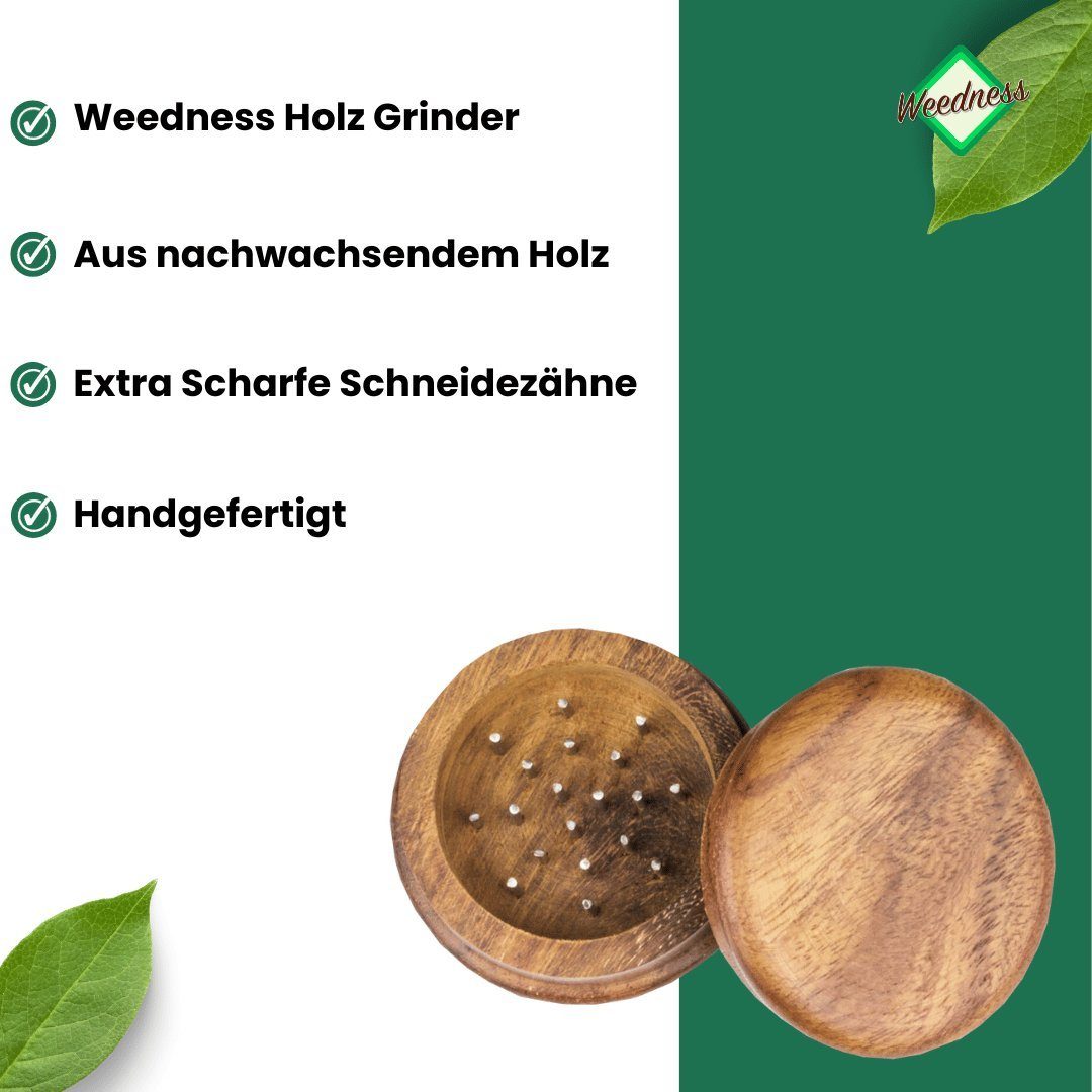 Set Wood Crusher Cruncher handgefertigt 3-teiliges Weedness Grinder Holz Kräutermühle aus Ebenholz