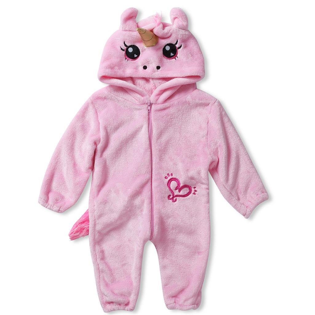 Corimori Strampler Baby Onesie Jumpsuit Kostüm in den Größen 60-90cm (1-tlg) Strampler, Fasching, Kigurumi, Tierkostüme, Babys, Einhorn "Rose"