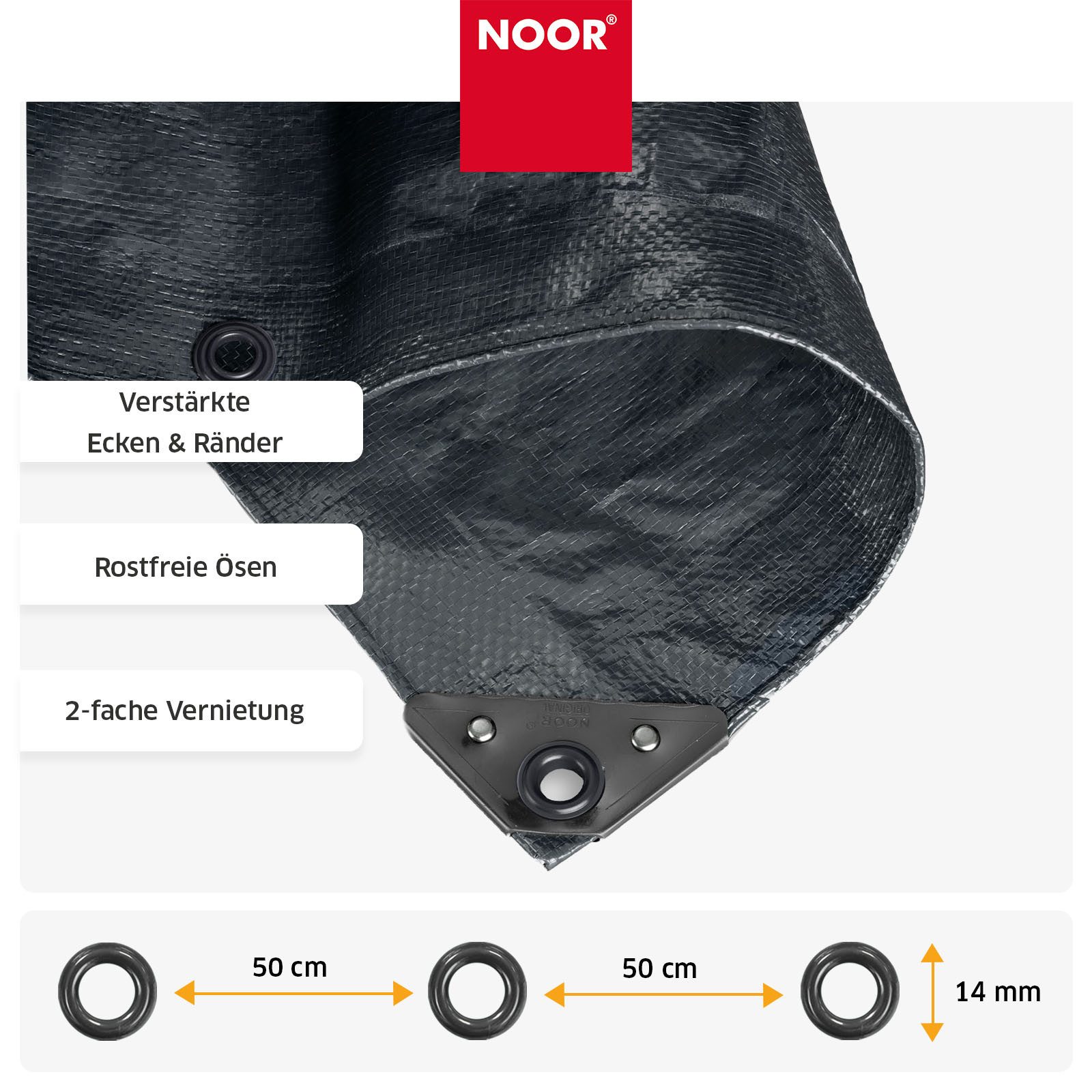NOOR Schutzplane PROFI - reißfeste Universal-Abdeckplane - 140g/m², Gewebeplane für den Außenbereich, Garten, Baustelle & Camping – Bild 3 von 5