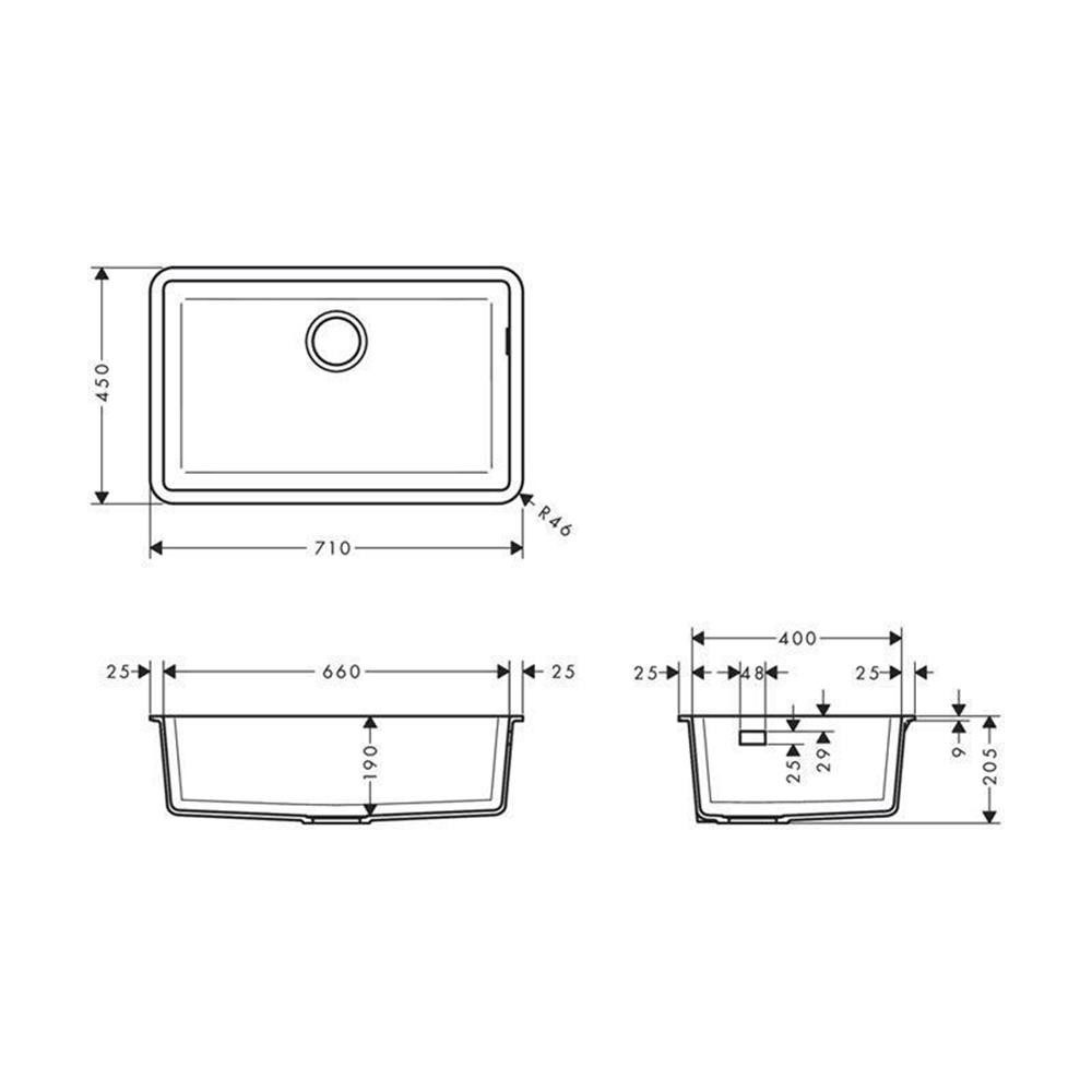 hansgrohe Granitspüle hansgrohe Unterbauspüle 660 S510-U660, 0/0 cm