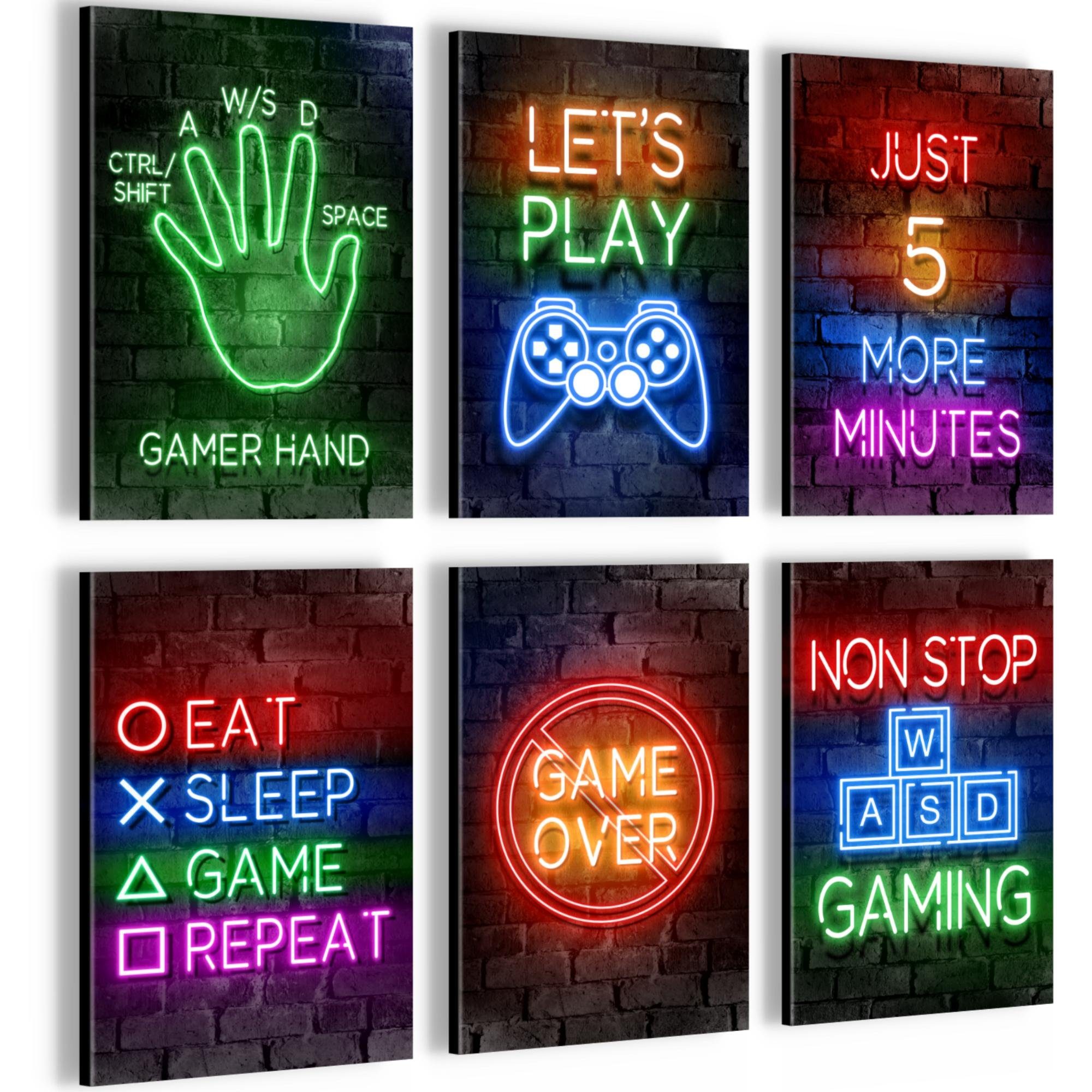 Novart Wandbild Gamer Spielkonsole Gaming 6 Bilder Set - 20x30 cm