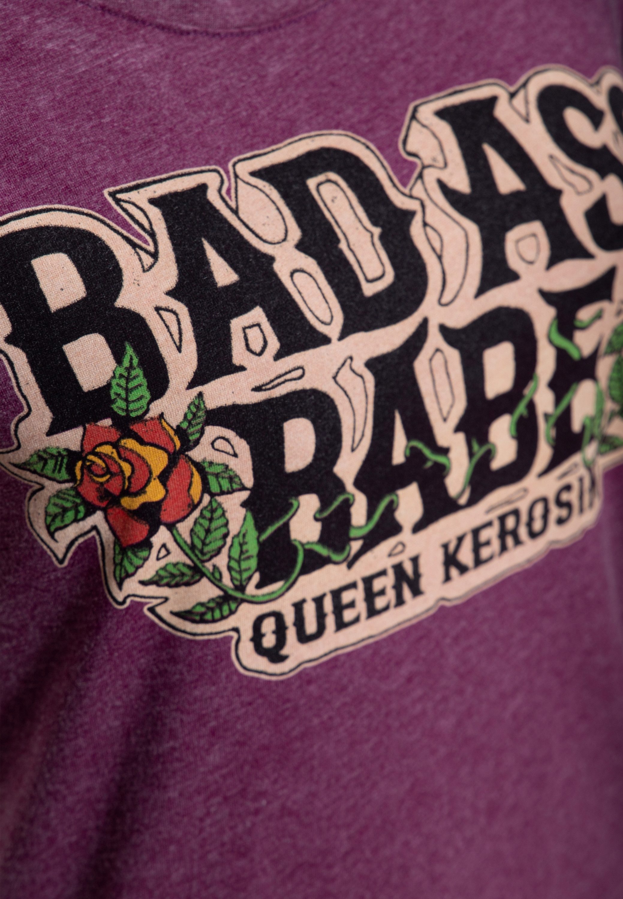 QueenKerosin Print-Shirt Bad Ass Babe (1-tlg) mit Roll-Up-Sleeves