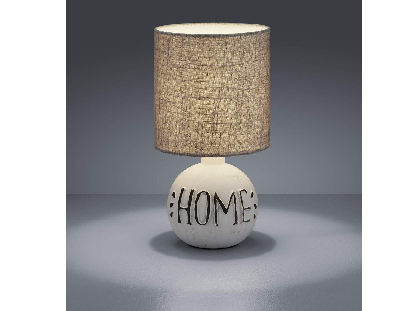 TRIO LED Tischleuchte, Warmweiß, kleine Keramik Tisch-Lampe HOME mit  Stoff-Lampen-Schirm 1-flammig für Wohnzimmer, Fensterbank, Schlafzimmer,  Schreibtisch