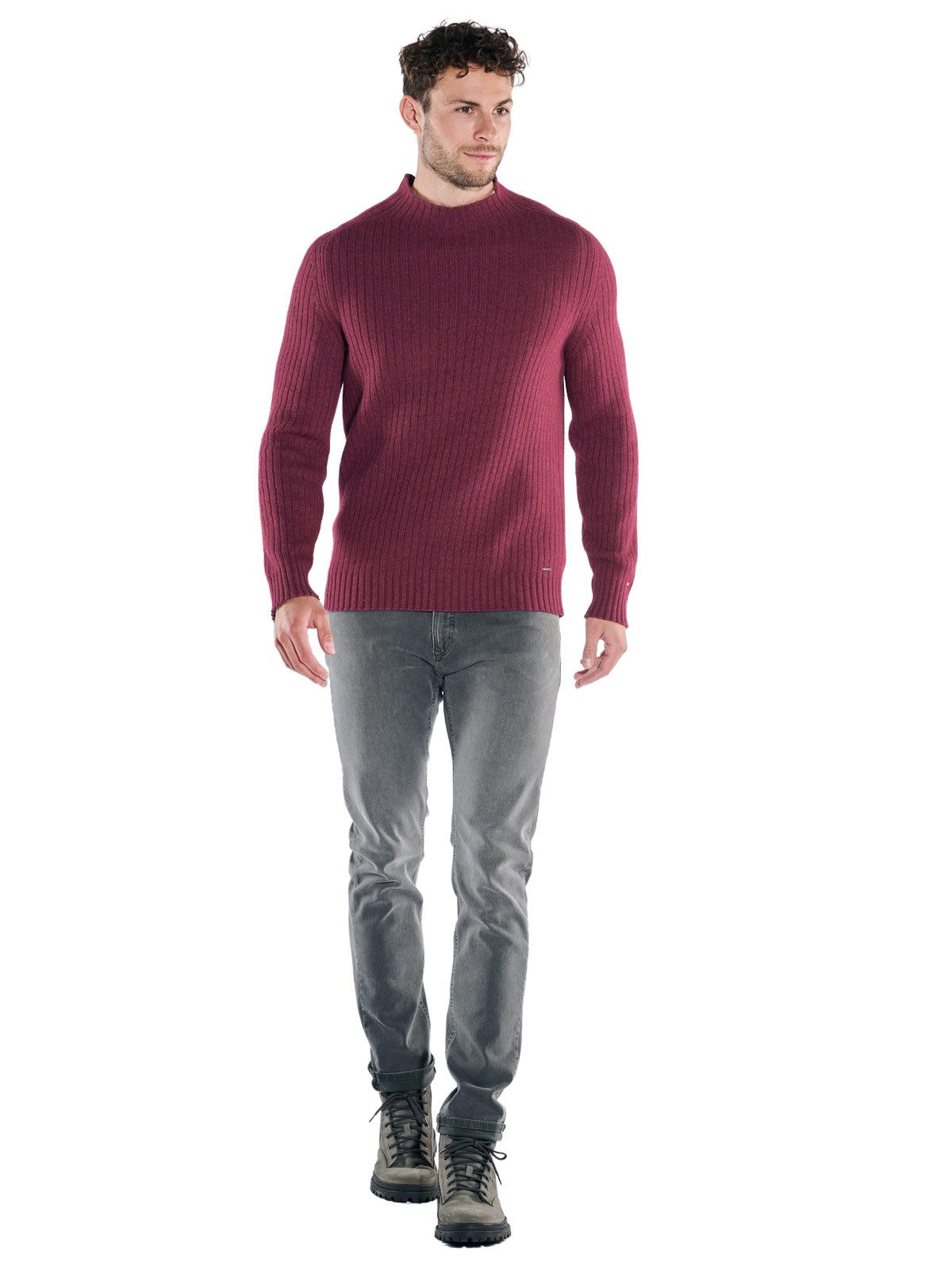 emilio adani Rollkragenpullover Herren Strickpullover mit Stehkragen, Magenta