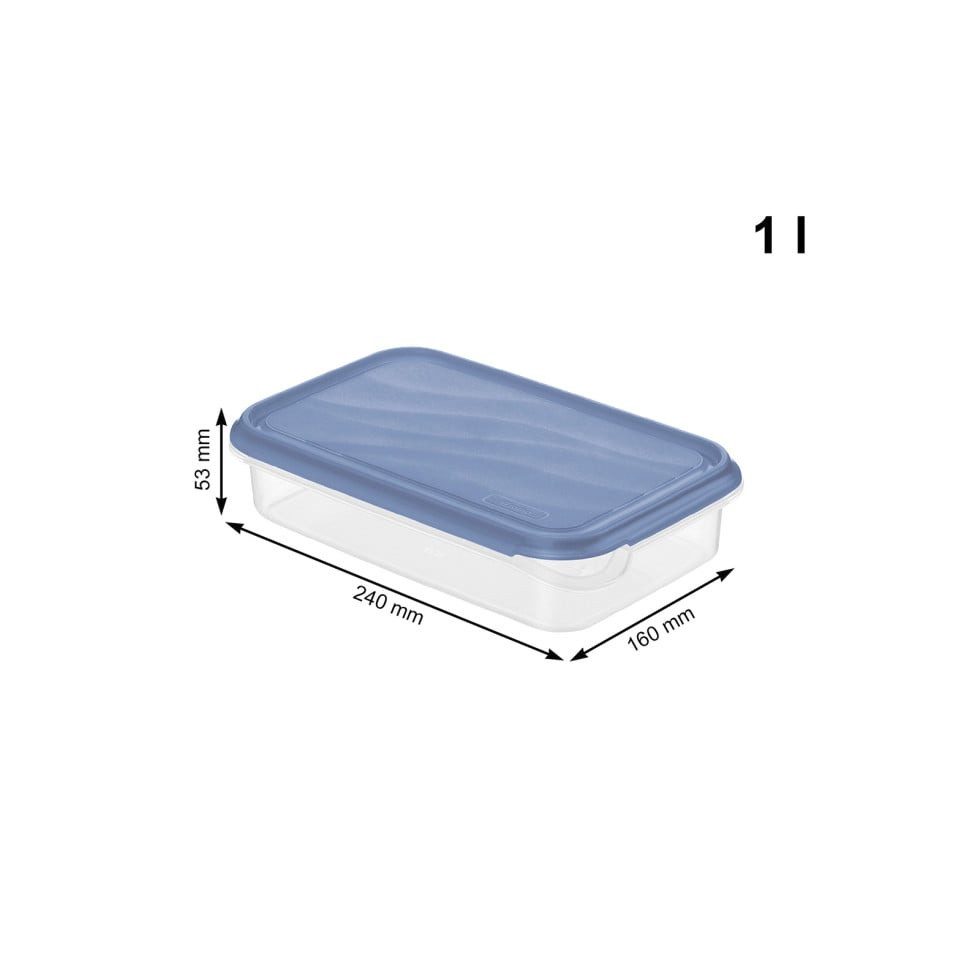 ROTHO Vorratsdose Rotho Kühlschrankdose Rondo 1 l flach horizon blau, Kunststoff