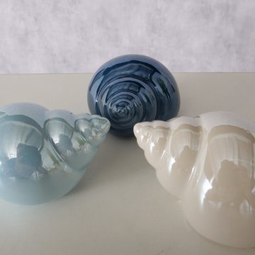 BOLTZE Dekofigur 3er-Set Deko- Muscheln Shelly, Hellblau, Dunkelblau, Weiss (3 St)