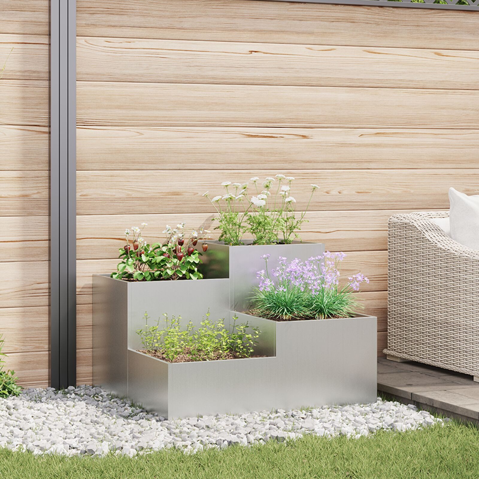 Thumbnail - vidaXL Hochbeet Gartenpflanzer 100x100x60 cm Galvanisiertes Stahl