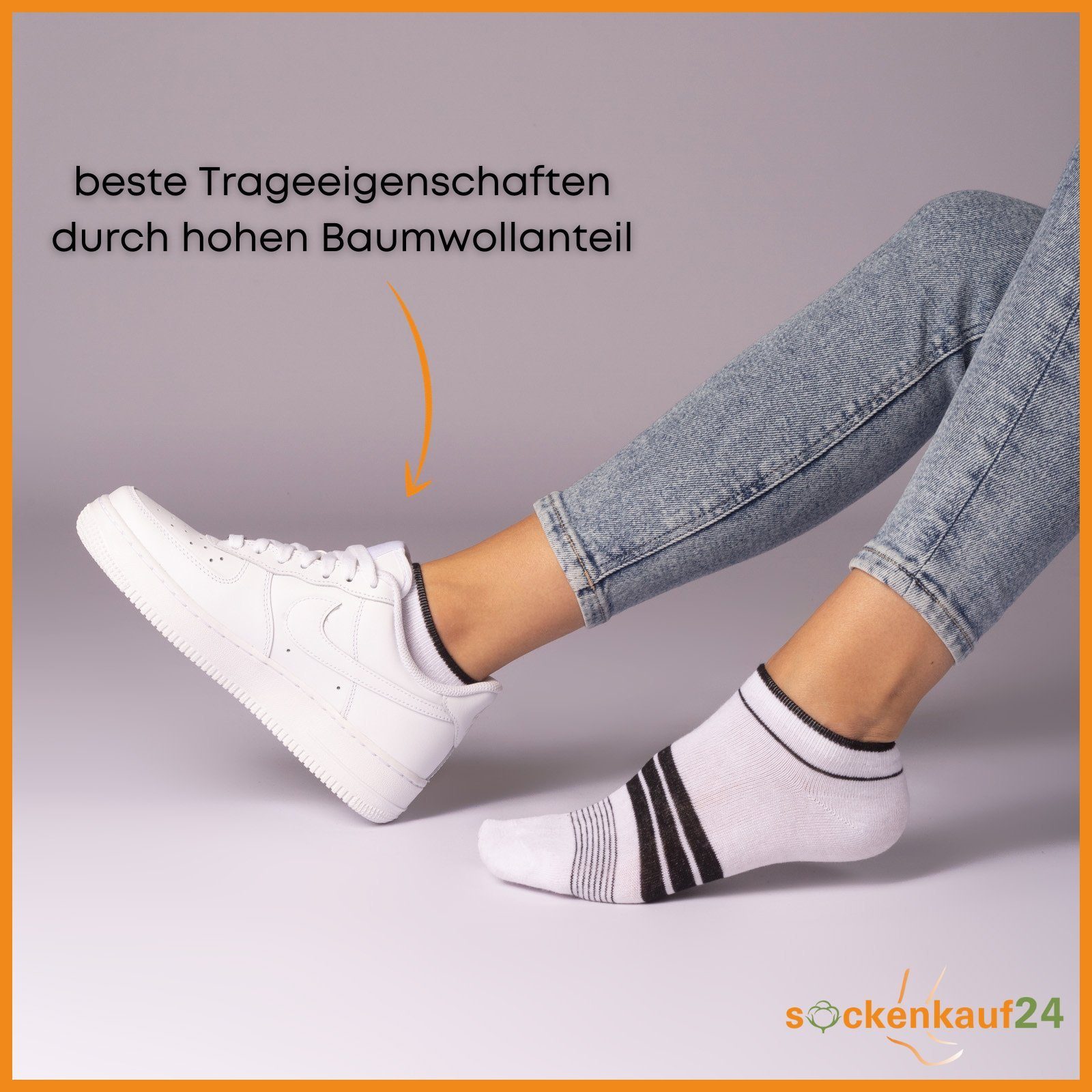 sockenkauf24 Sneakersocken 10 Paar Damen Sneaker Socken Mehrfarbig (35-38, 36844/1) Streifen Punkte Herzen Maritim Baumwolle WP