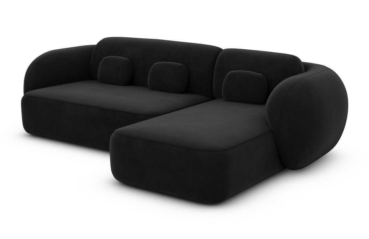 Sofa Dreams Ecksofa Altea L Form kurz Stoffsofa, Ottomane, 4-Sitzer, Loungesofa, Samtstoff Bezug in Schwarz