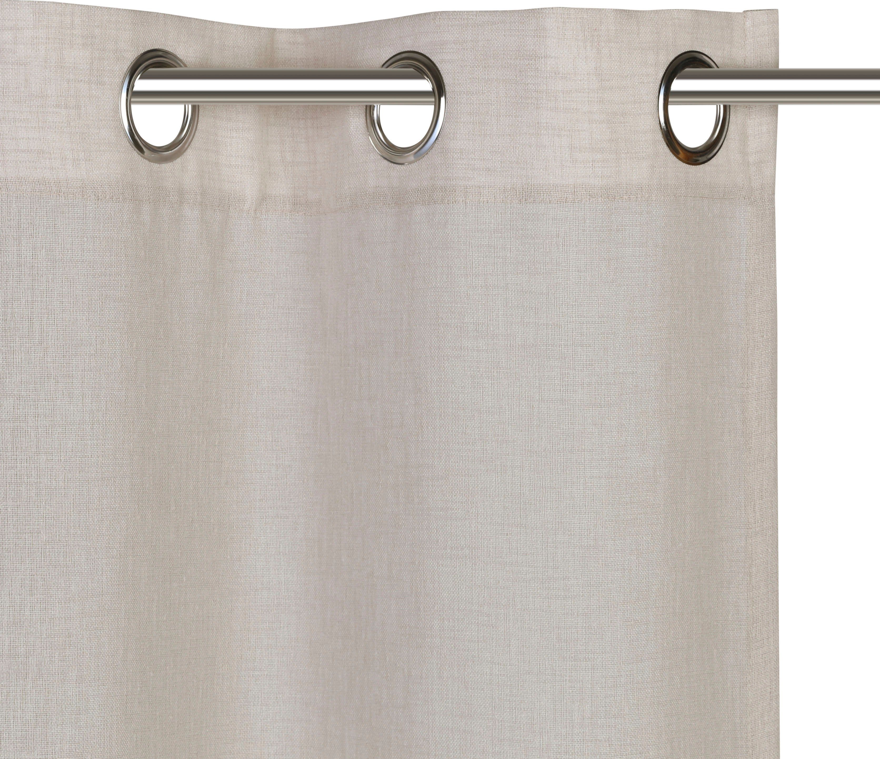 OTTO home Gardine Fiete (1 St), Ösen, halbtransparent, Leinen Optik, monochrom, basic, pflegeleicht, verschiedene Größen