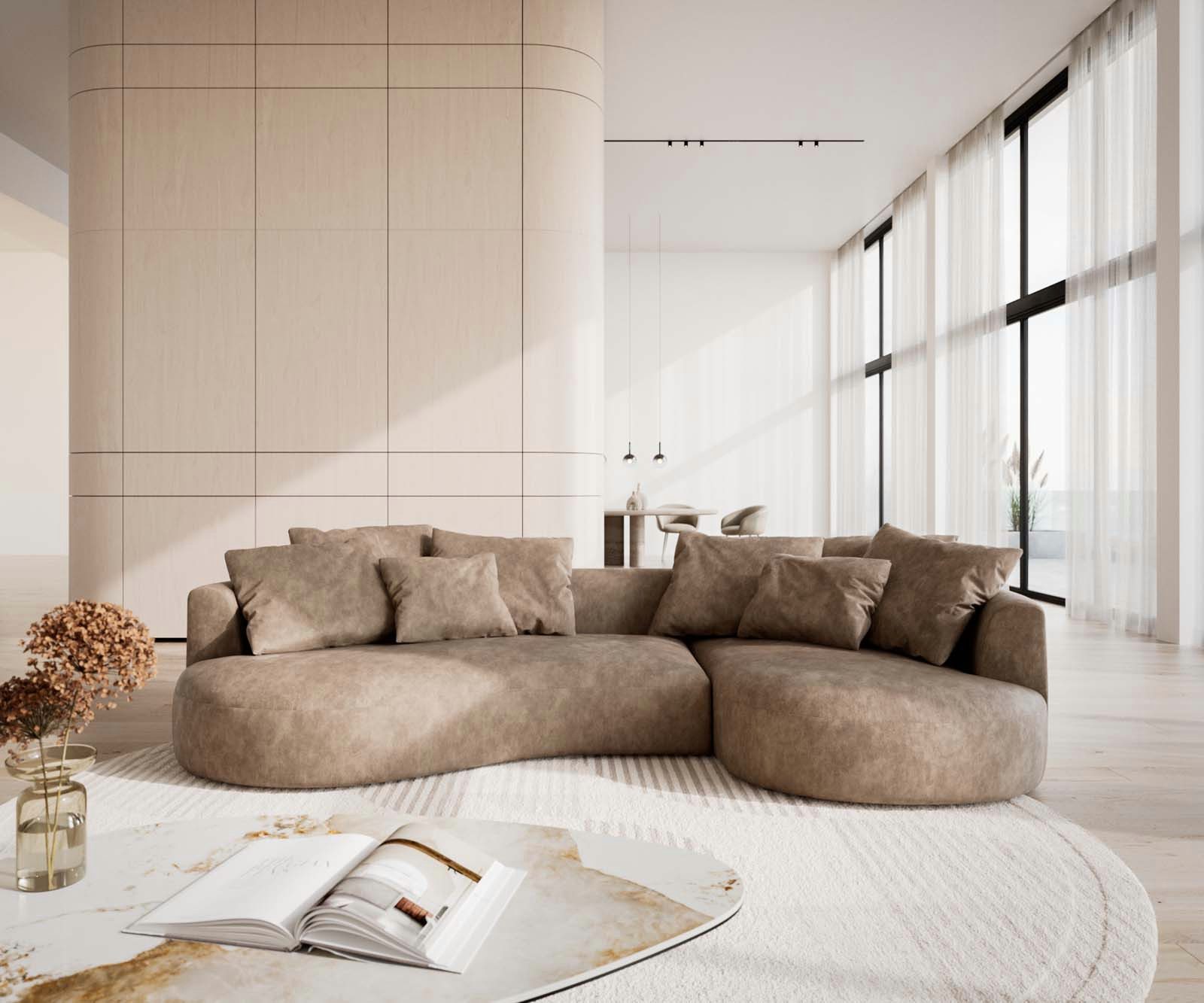 DELIFE Big-Sofa Edina, Bouclé Silbergrau 330x170 günstig online kaufen