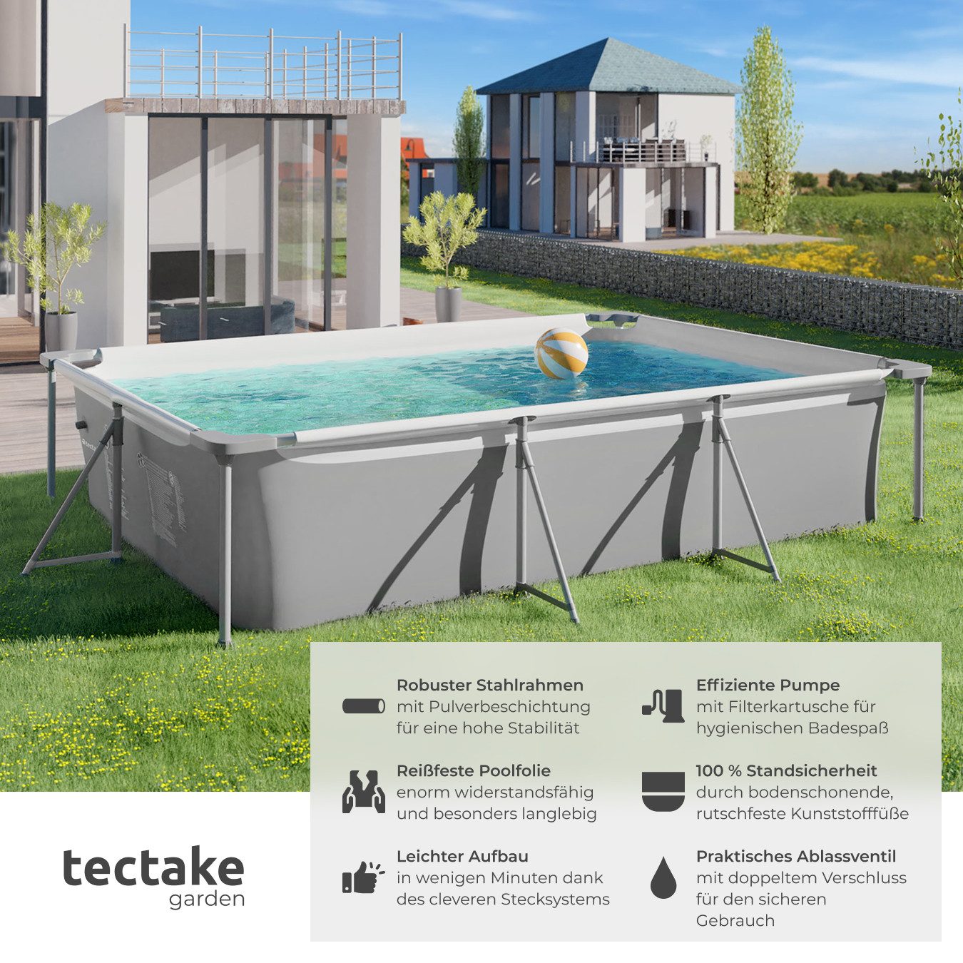 tectake Framepool Swimming Pool, rechteckig günstig online kaufen