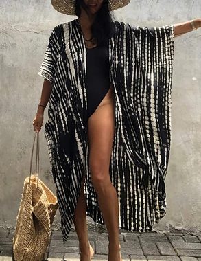 FIDDY Strickjacke Modischer Batik-Cardigan für Damen, langer Kimono, Sommer-Strandkleid