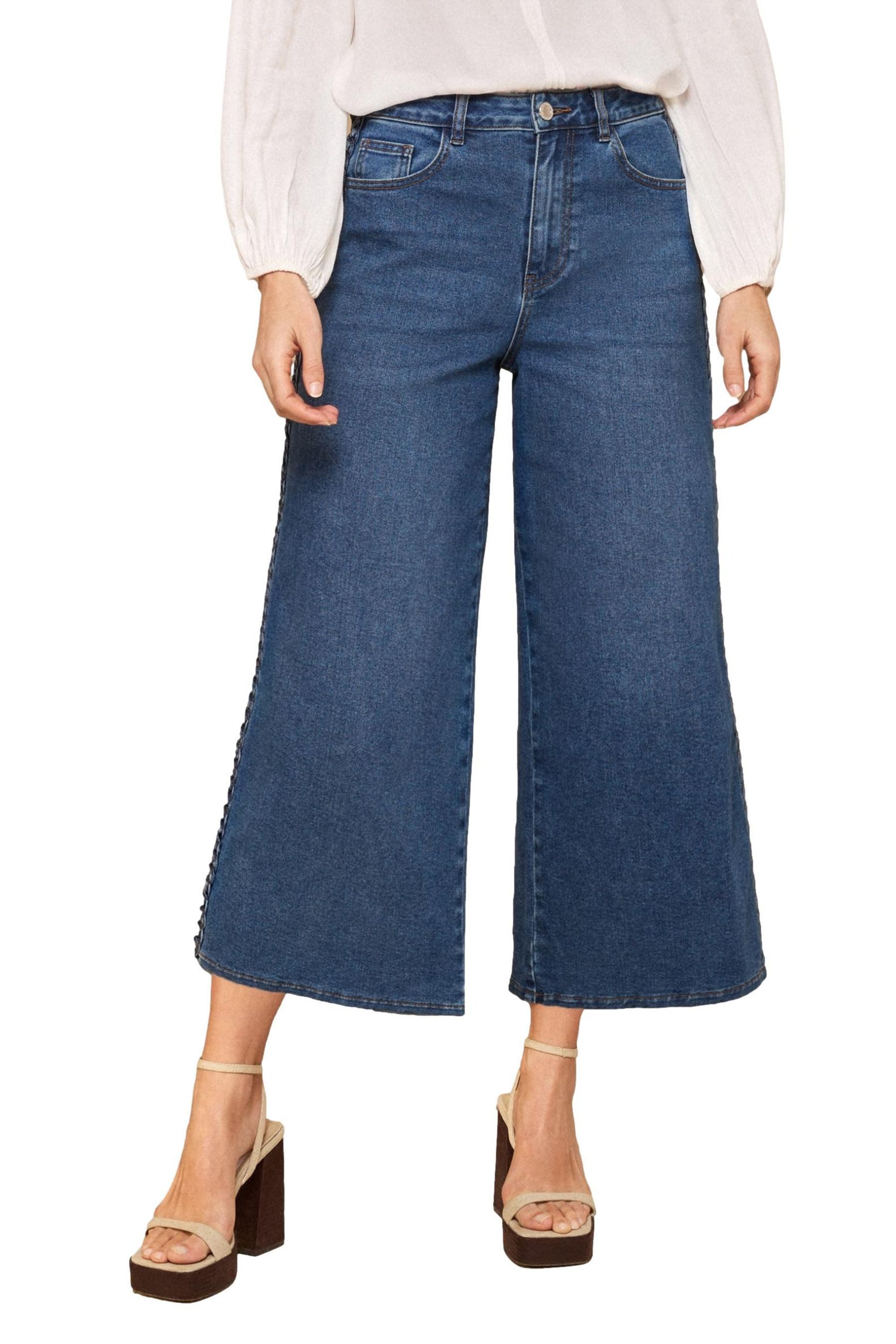 Love & Roses Weite Jeans Love & Roses verkürzte Jeans mit weitem Bein (1-tlg)