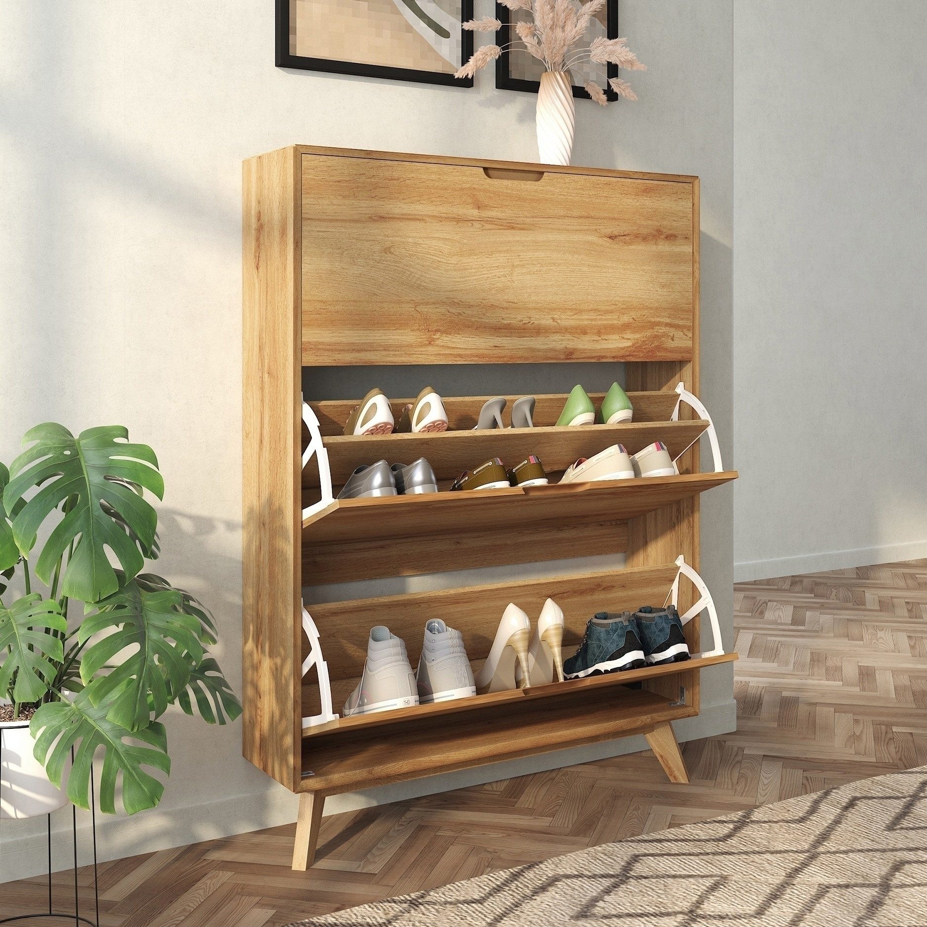 freiraum Schuhkipper Essen, in Eiche Dekor - 89x125x24cm (BxHxT)