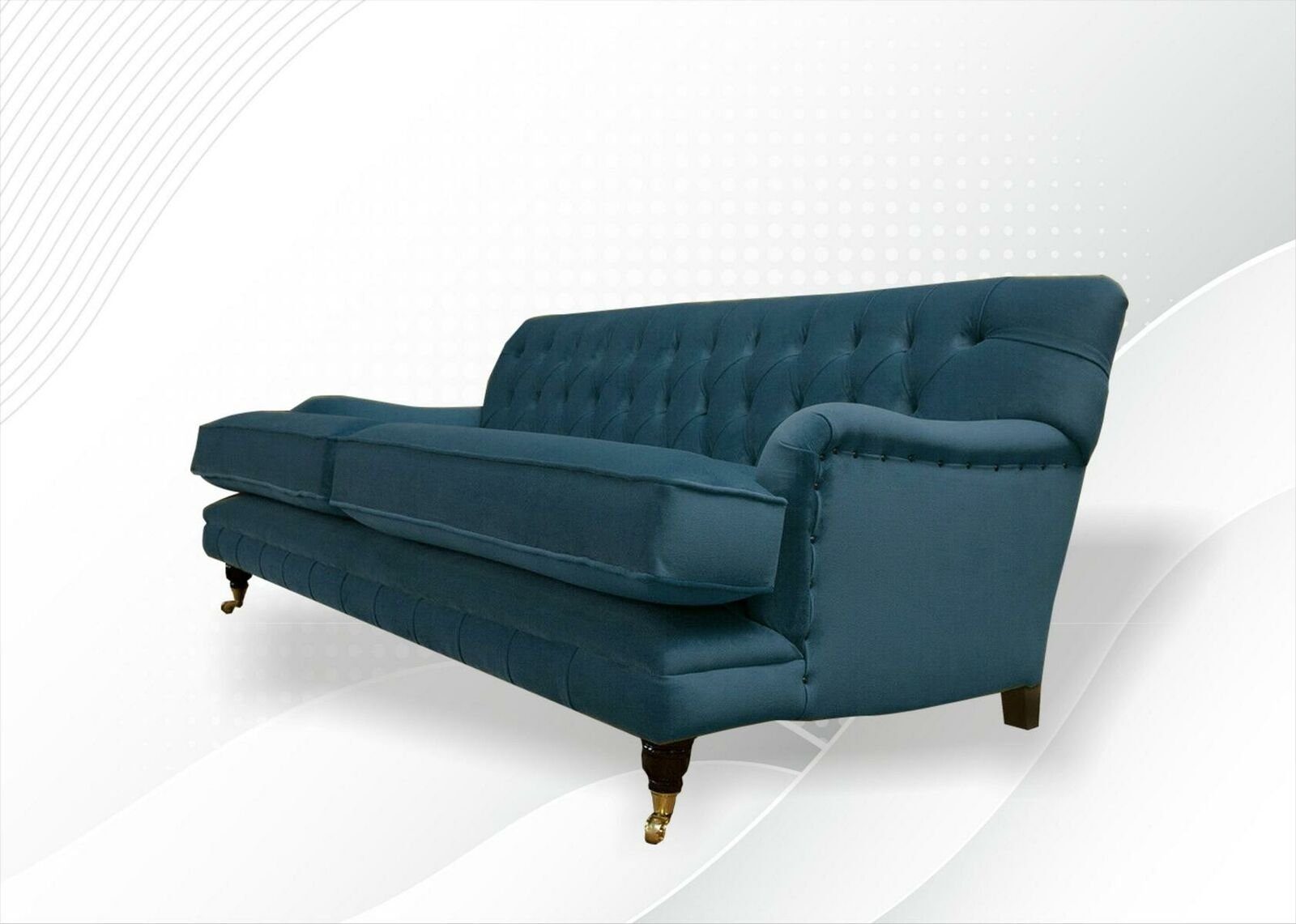 Couchen Design Polster Chesterfield Stoff Wohnzimmer Neu Gelb Sofa Sofas Blau JVmoebel Chesterfield-Sofa, Textil