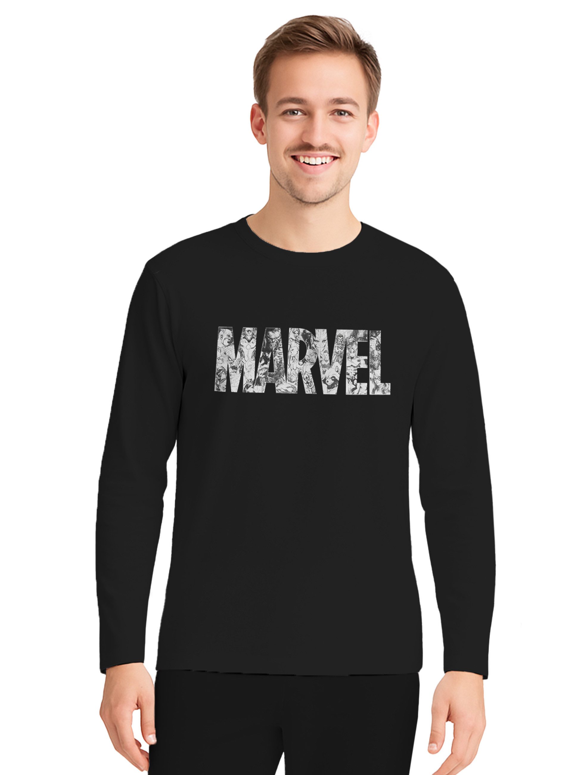 United Labels® Schlafanzug Marvel - Logo mit Helden, Set Shirt mit Hose